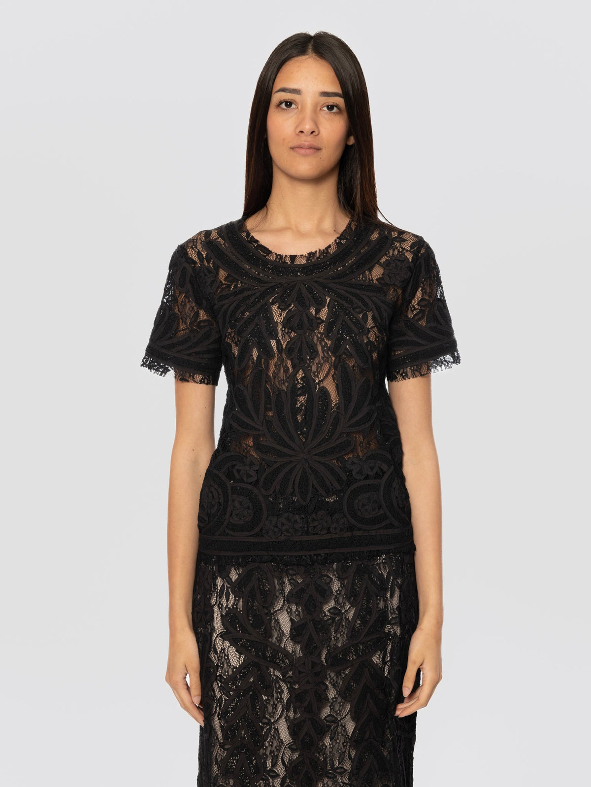 2026 New Arrival Blusa in Pizzo Macramè Nero
