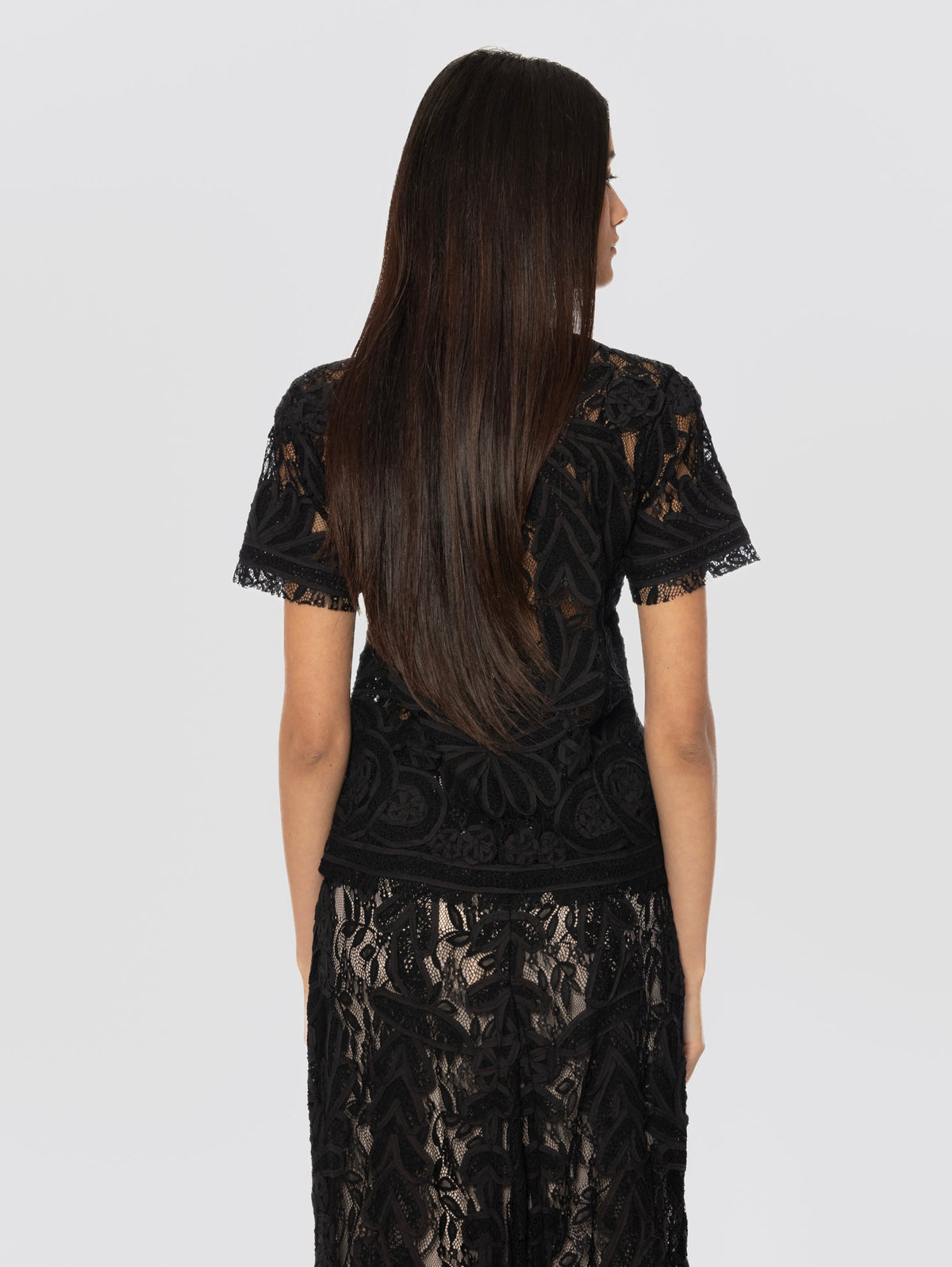 2026 New Arrival Blusa in Pizzo Macramè Nero