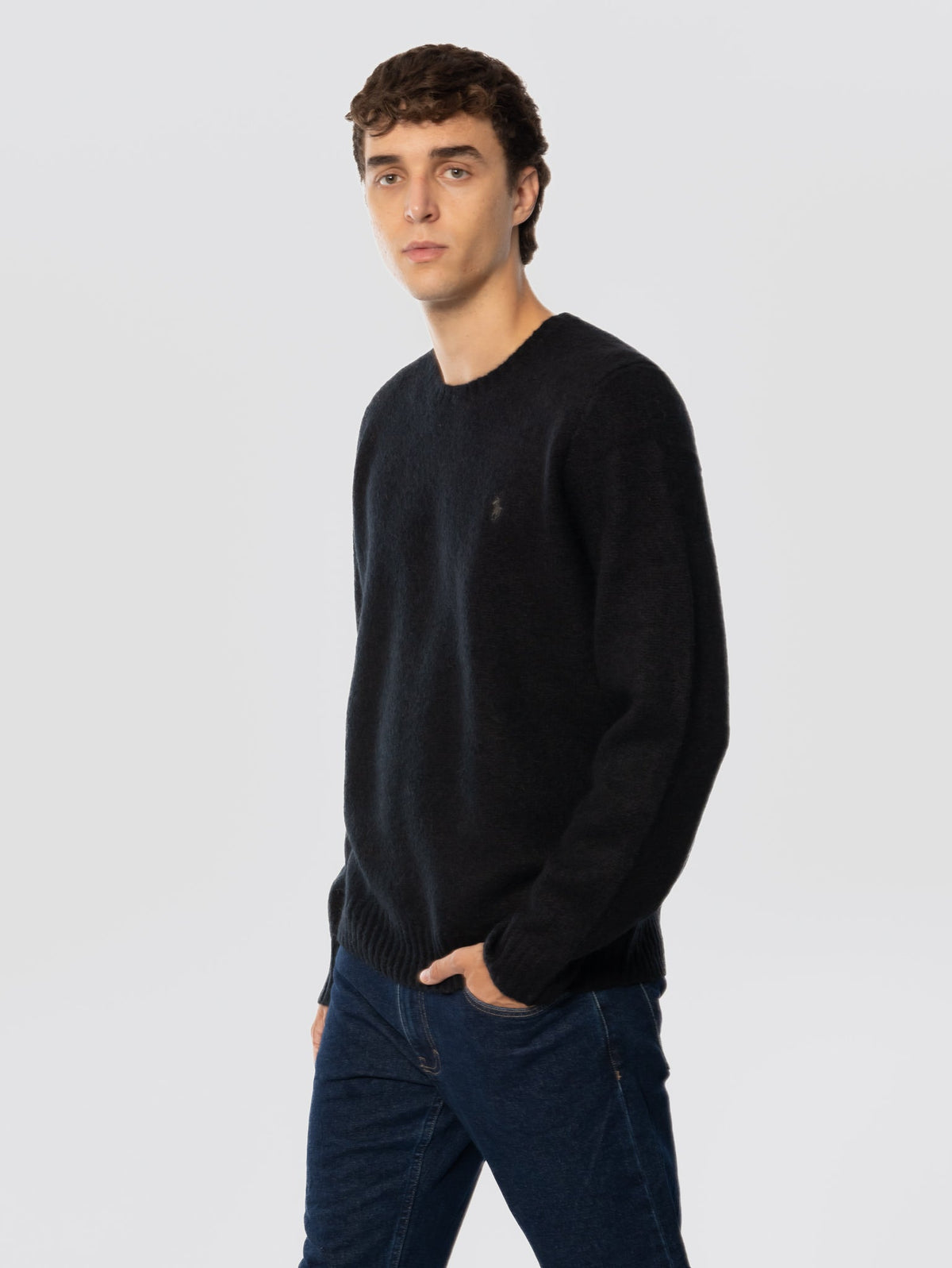 2026 New Arrival Maglia Girocollo in Soffice Misto Alpaca Nero