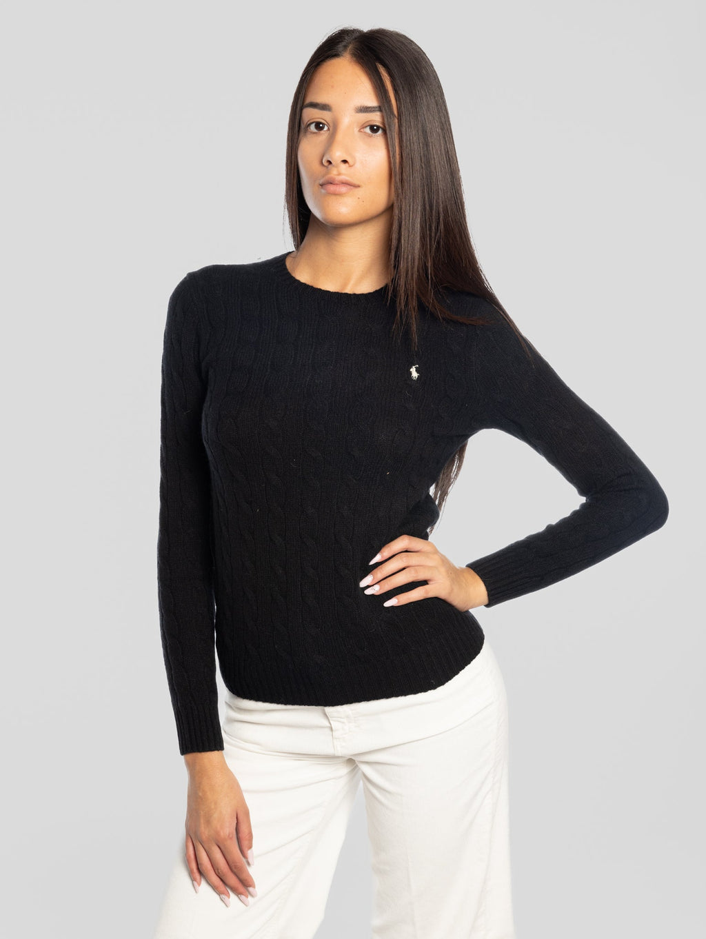 2026 New Arrival Maglia a Trecce in Misto Cashmere Nero