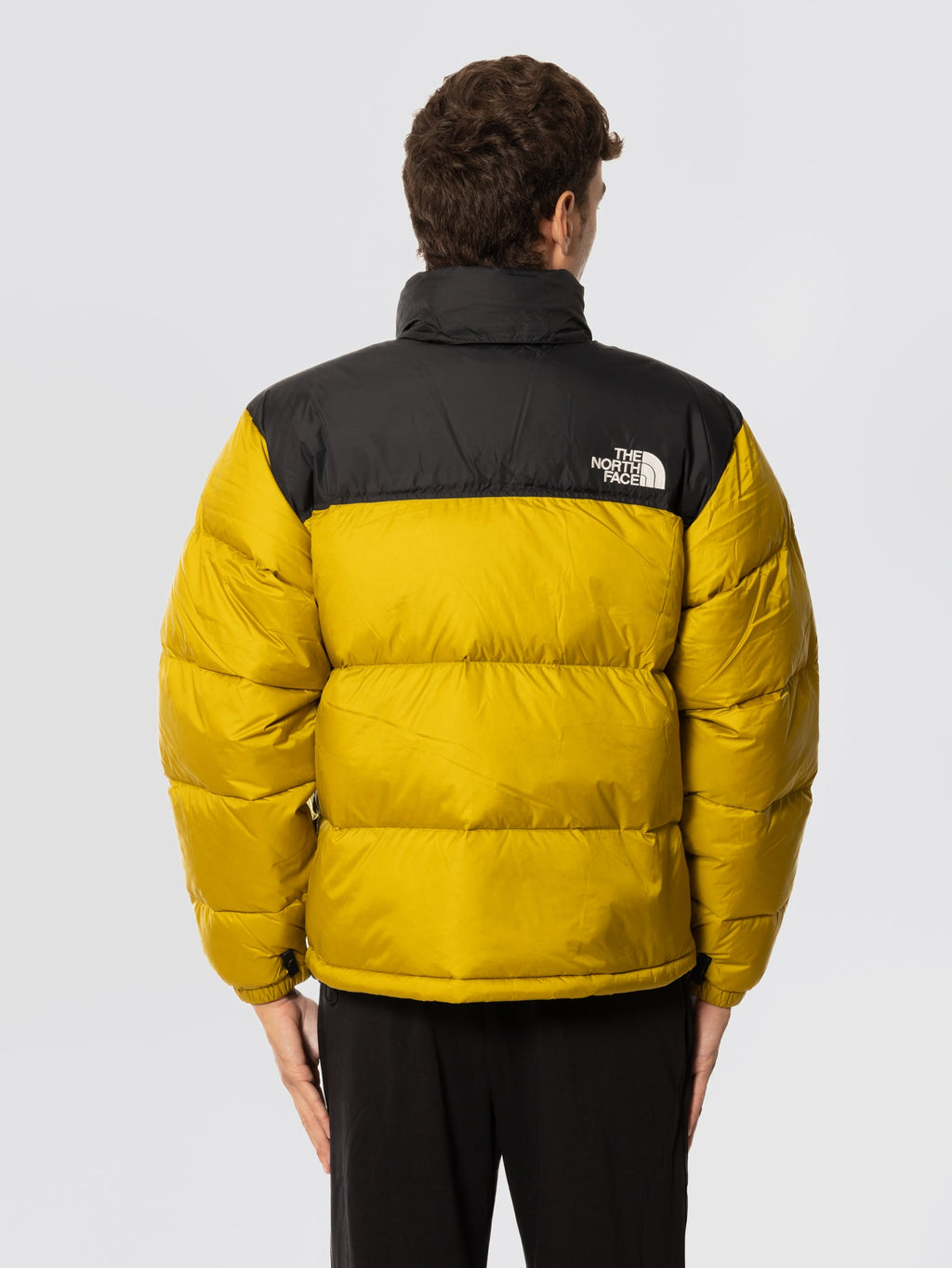 Giacca Retro Nuptse in Tessuto Ripstop Lucido Senape