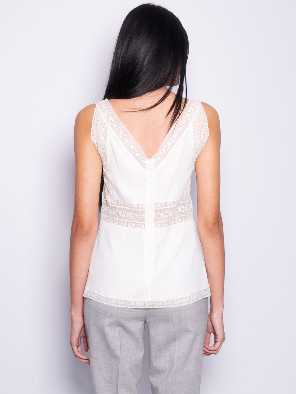 2026 New Arrival Blusa in Seta e Pizzo Panna
