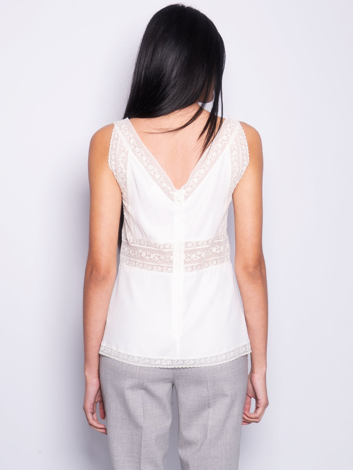 2026 New Arrival Blusa in Seta e Pizzo Panna