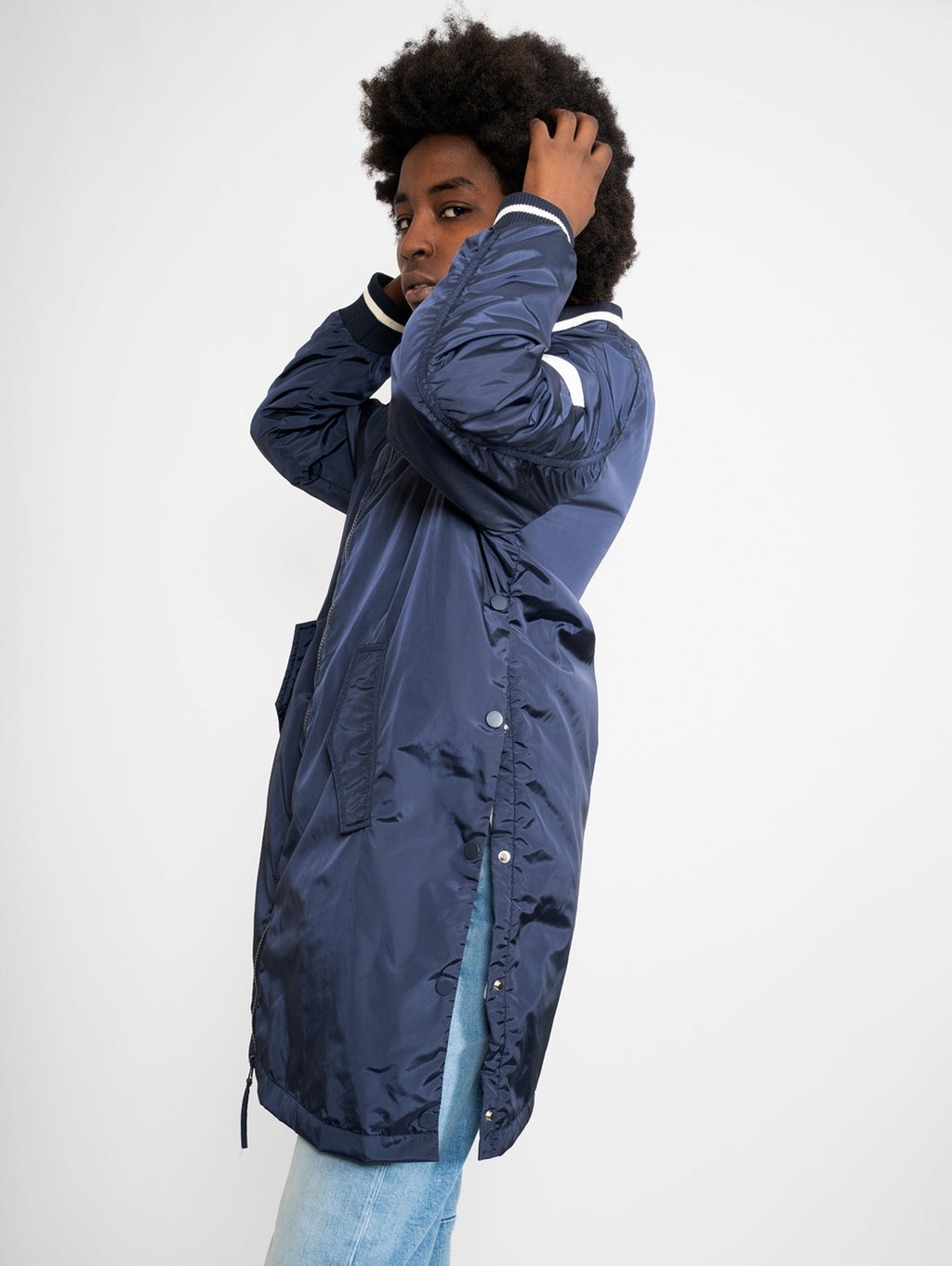 2026 New Arrival Bomber Lungo con Spacchi Blu