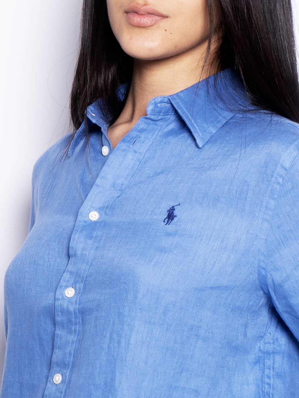 2026 New Arrival Camicia in Lino Over Blu Medio