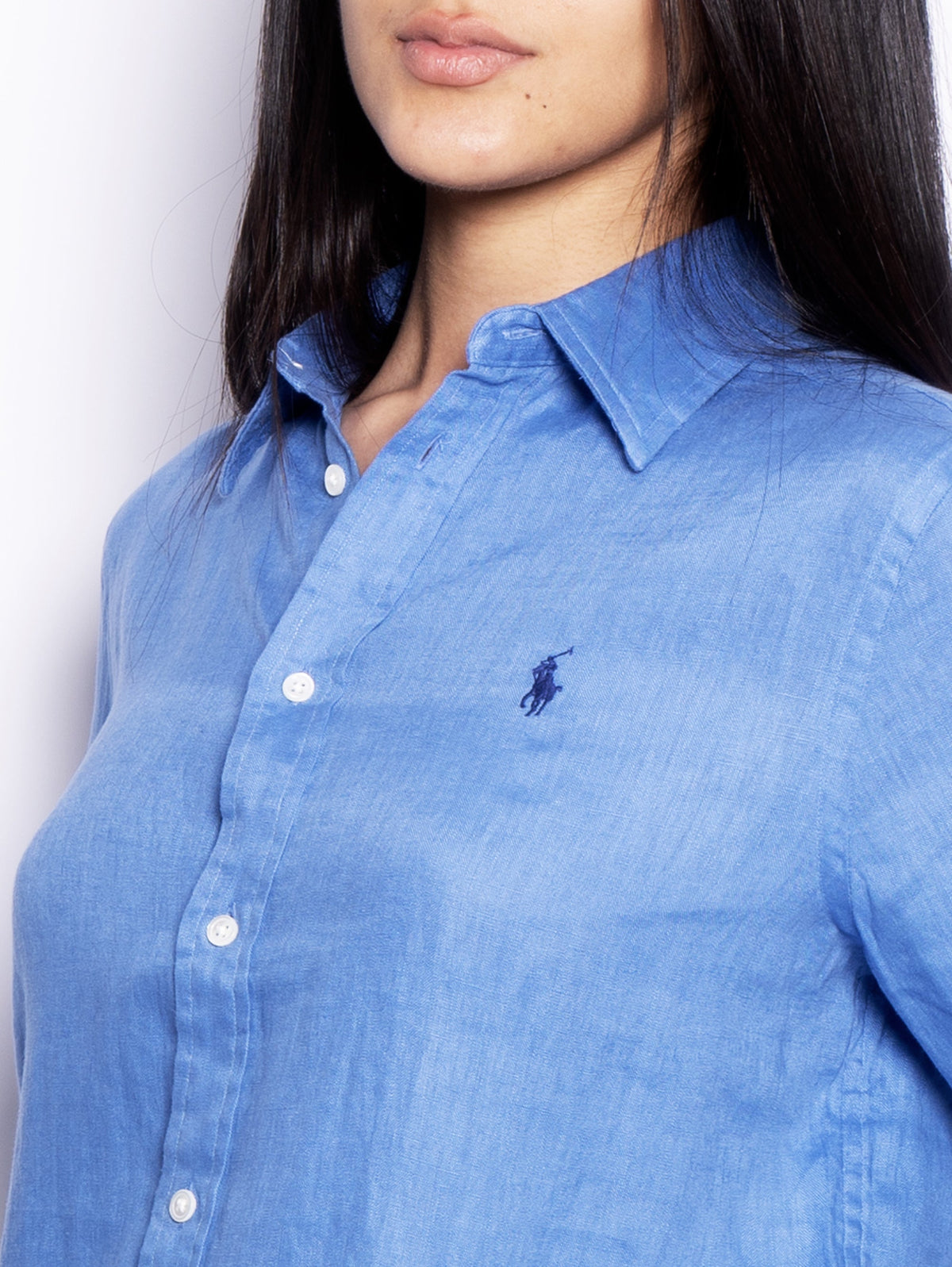 2026 New Arrival Camicia in Lino Over Blu Medio