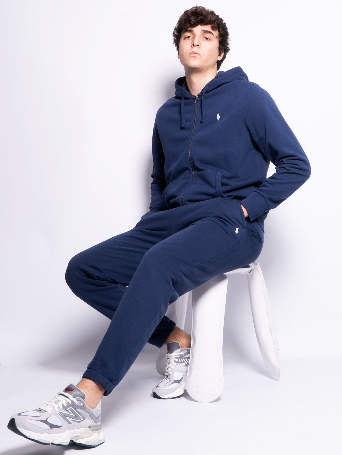2026 New Arrival Felpa con Cerniera in Spugna Loopback Blu