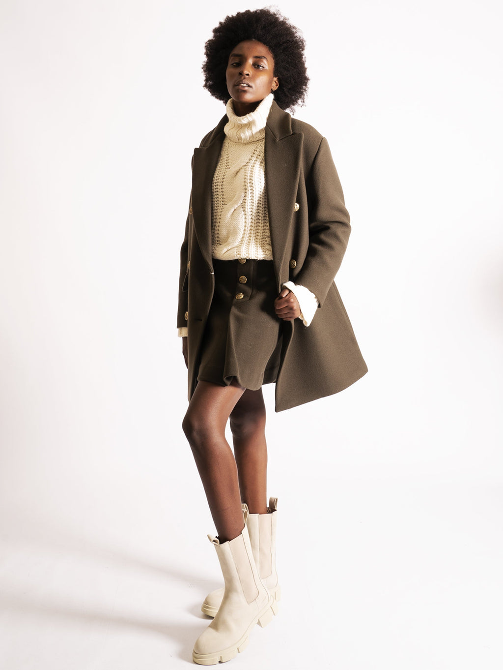 2026 New Arrival Peacoat in Lana Verde Militare