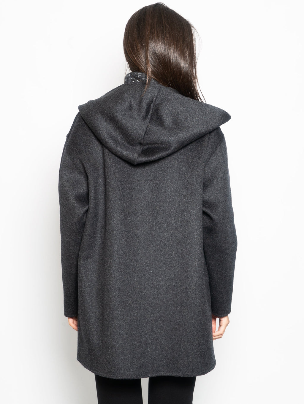 2026 New Arrival Cappotto con Zip in Panno di Lana Antracite