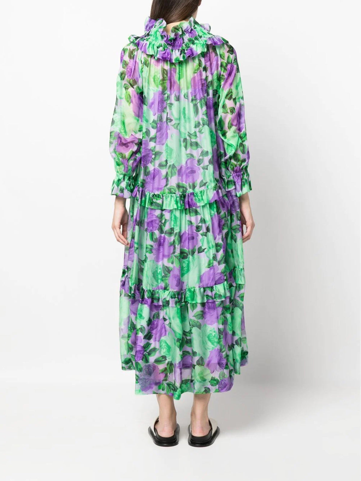 2026 New Arrival Abito in Seta Floreale Verde