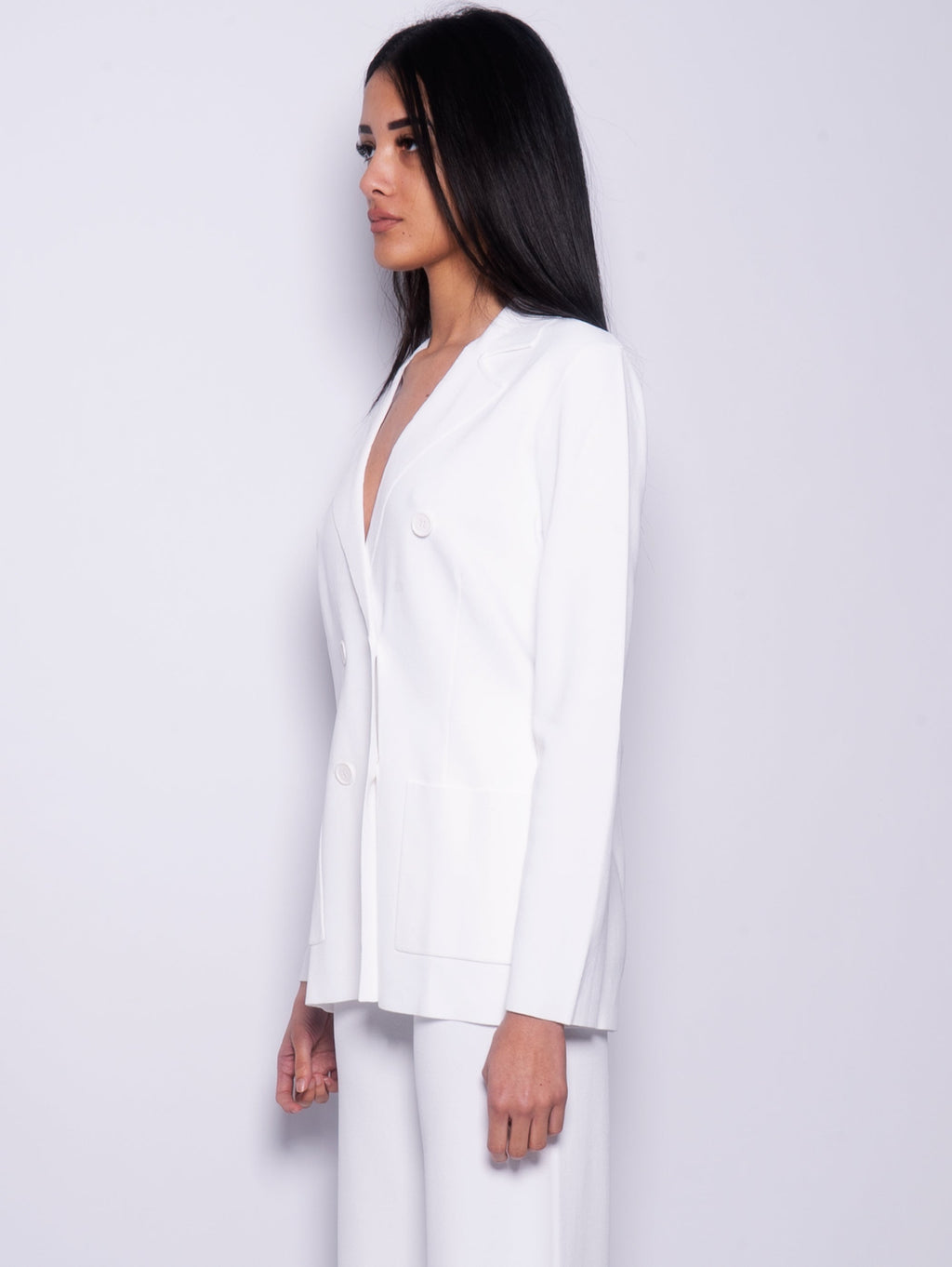 2026 New Arrival Giacca Doppiopetto in Maglia Panna