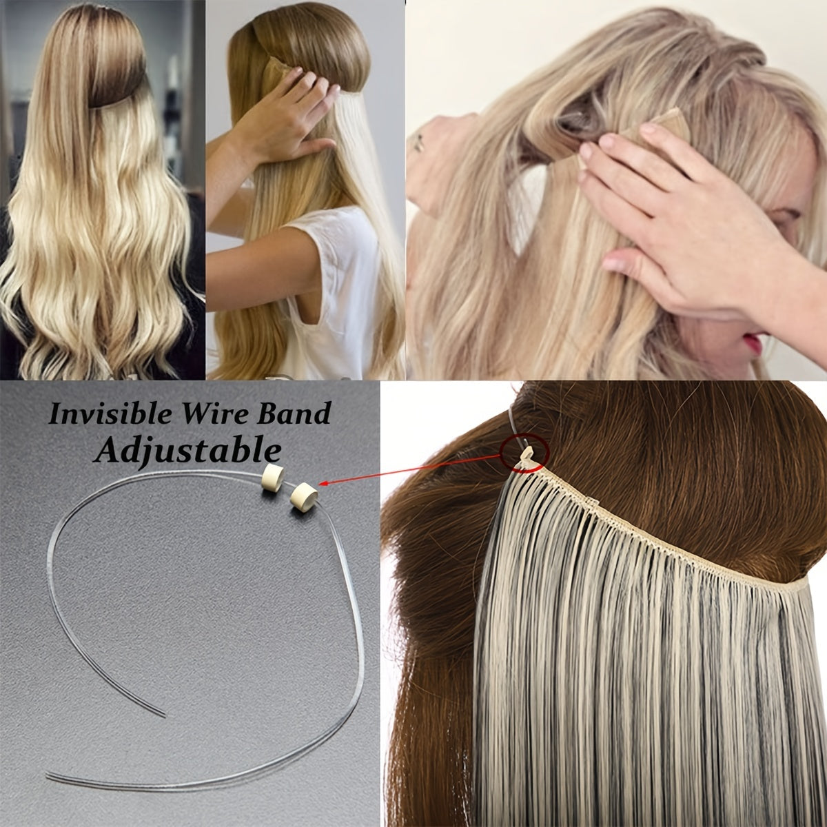 Great sales Hair Extensions Invisible Hair Extensions Secret Hidden Wire Long Curly Hair Pieces For Women Synthetic