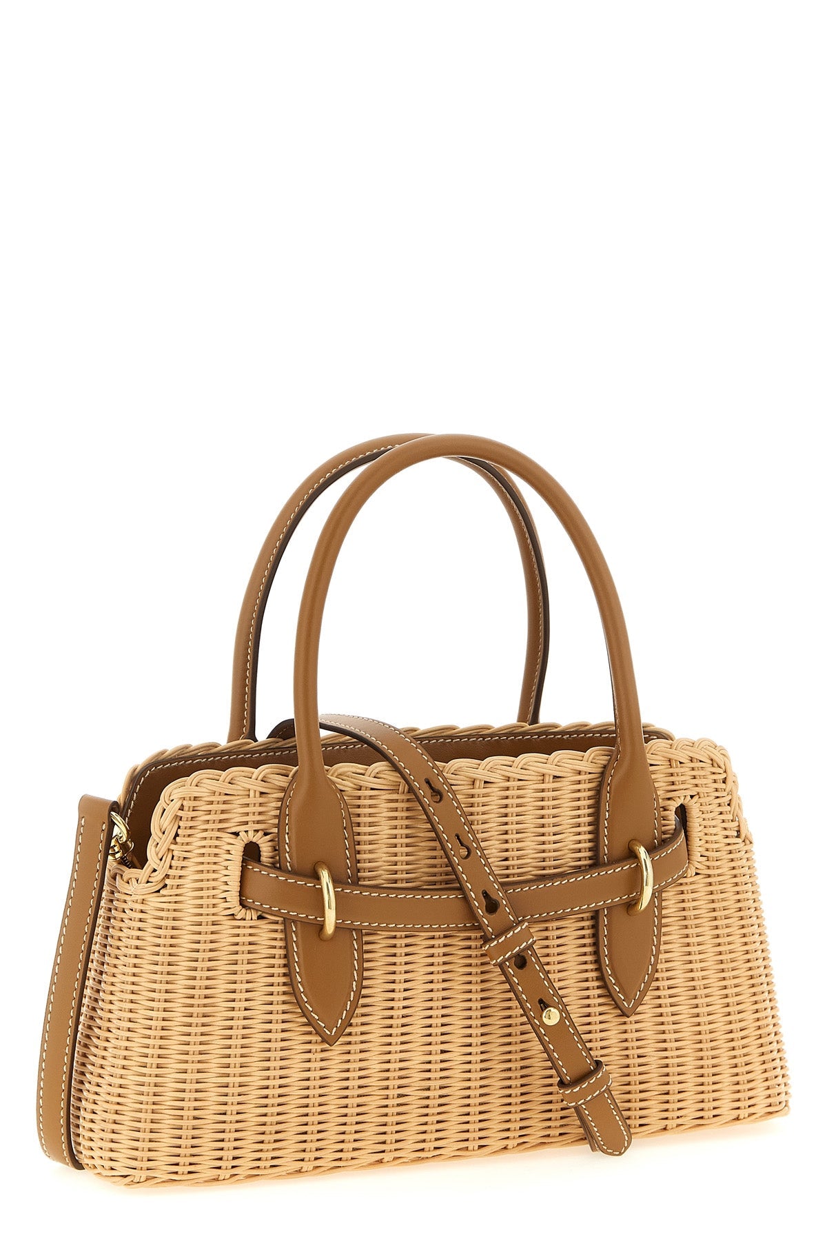 2026 New Arrival aventure braided wicker and smooth leather handbag
