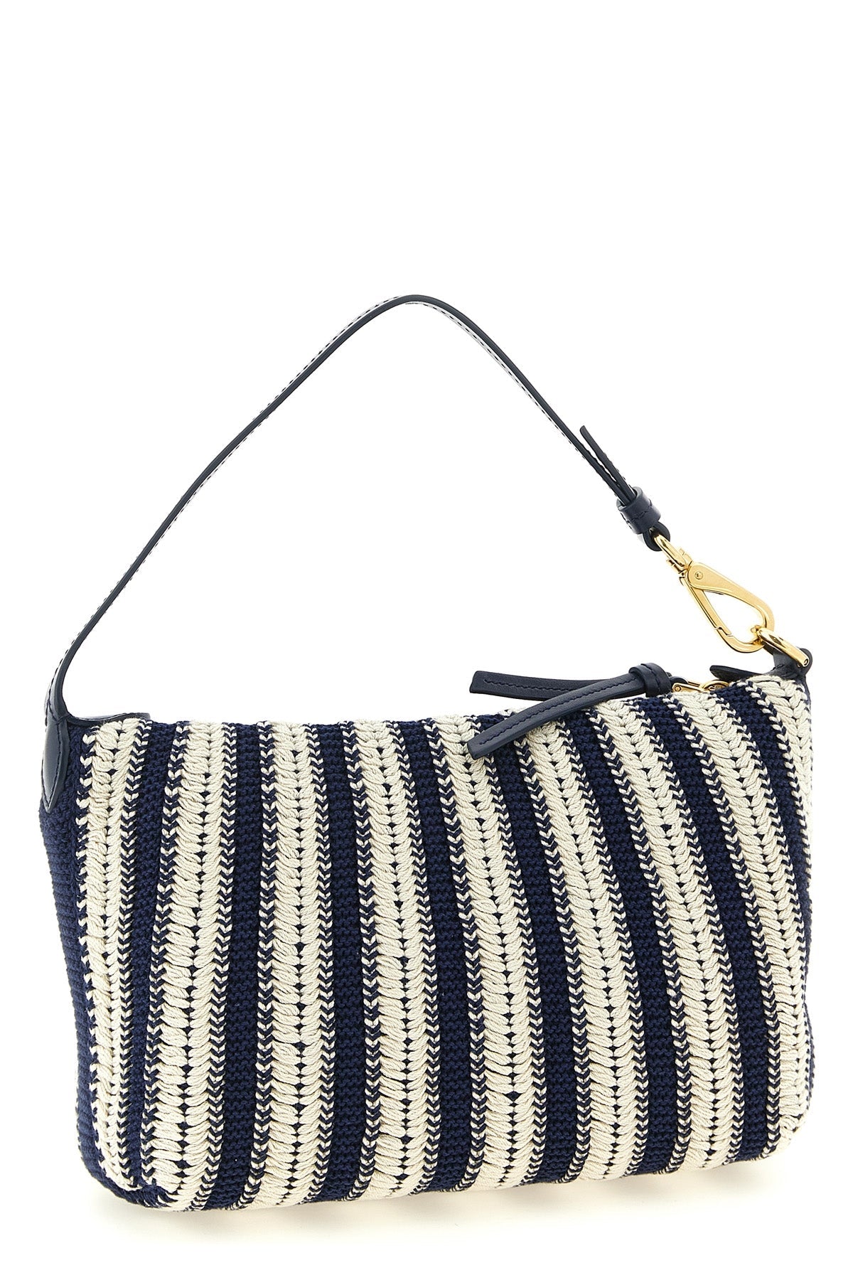 2026 New Arrival braided and smooth leather crochet cotton pouch