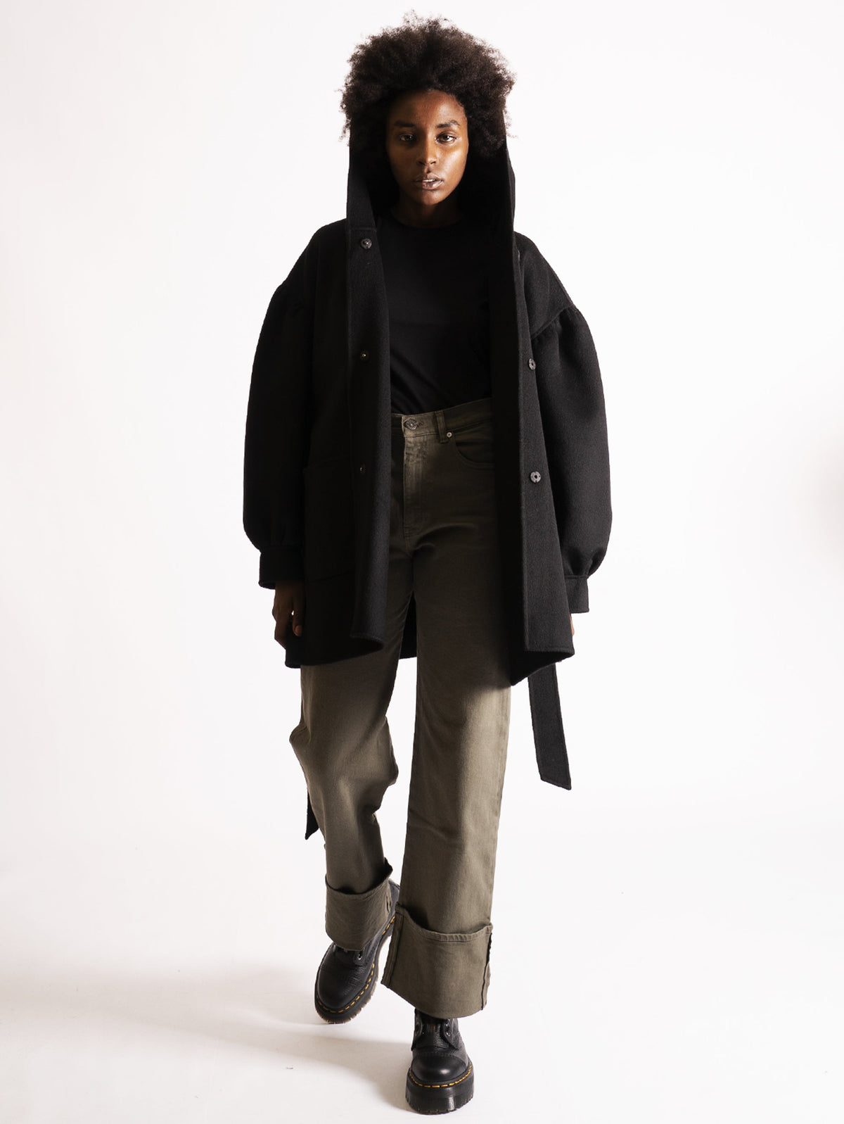 2026 New Arrival Parka in Doppio di Lana Nero