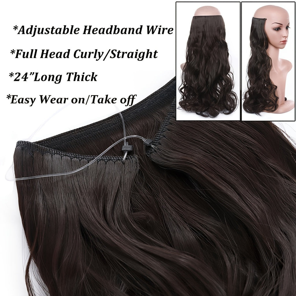 Great sales Hair Extensions Invisible Hair Extensions Secret Hidden Wire Long Curly Hair Pieces For Women Synthetic