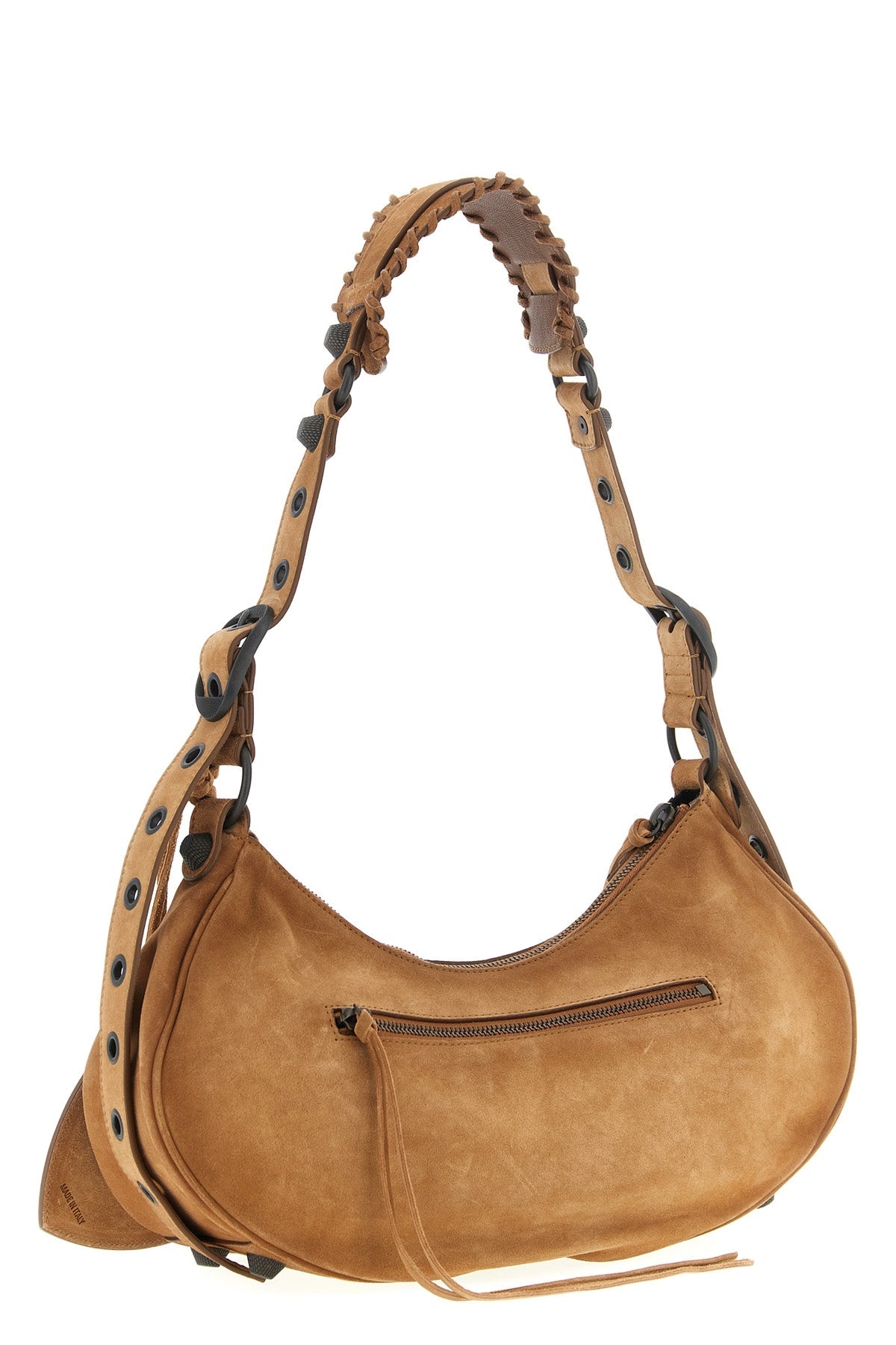 2026 New Arrival le cagole s crescent-effect suede shoulder bag