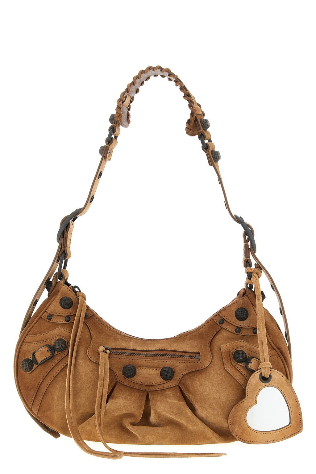 2026 New Arrival le cagole s crescent-effect suede shoulder bag