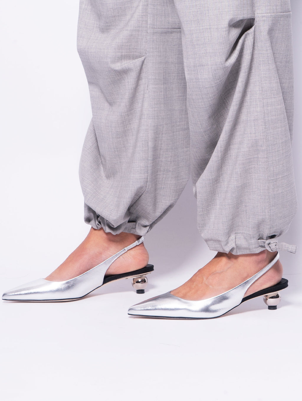 2026 New Arrival Pantaloni Parachute Grigio Mélange Chiaro
