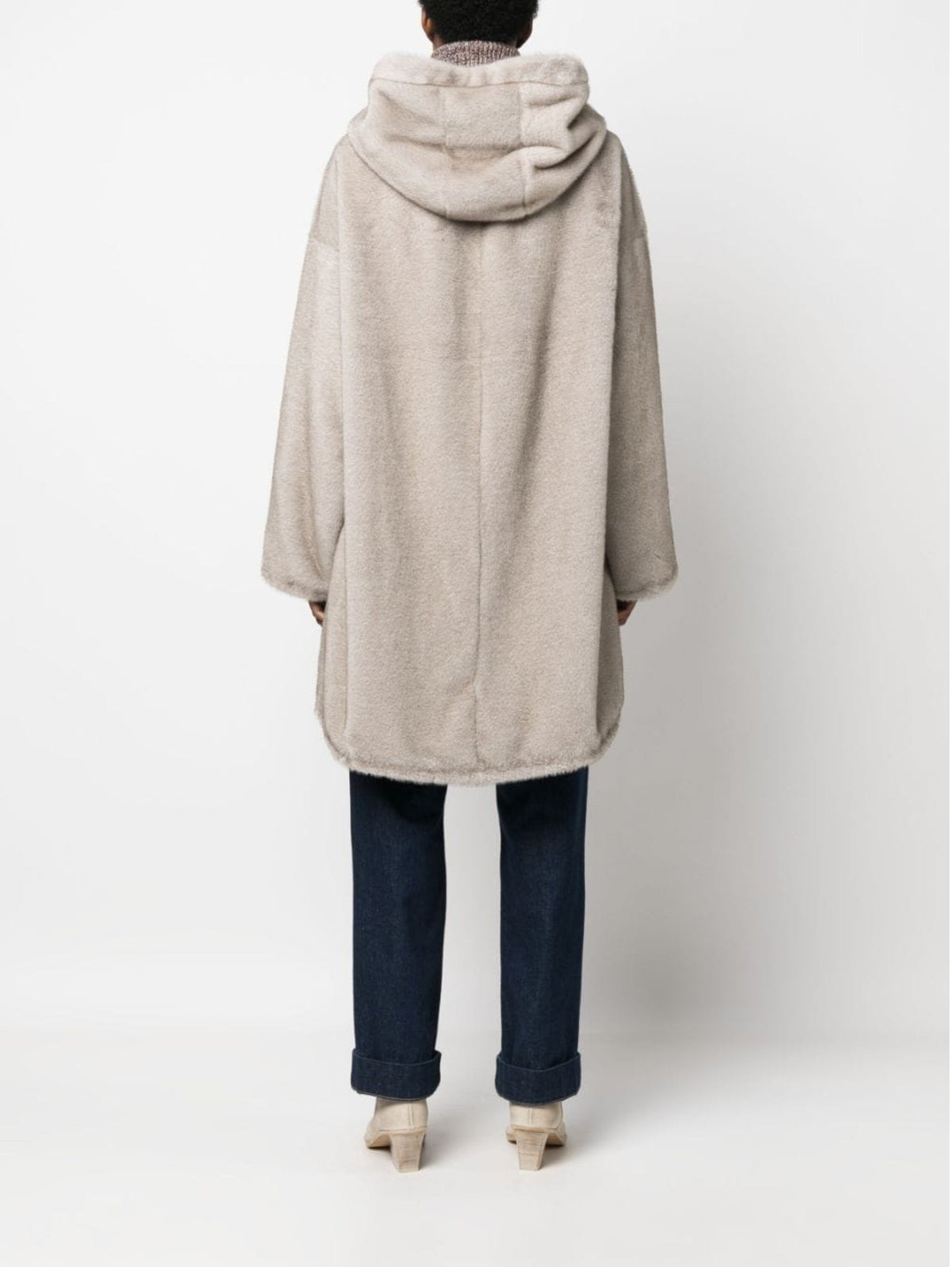 2026 New Arrival Parka con Cappuccio in Eco Pelliccia Grigio