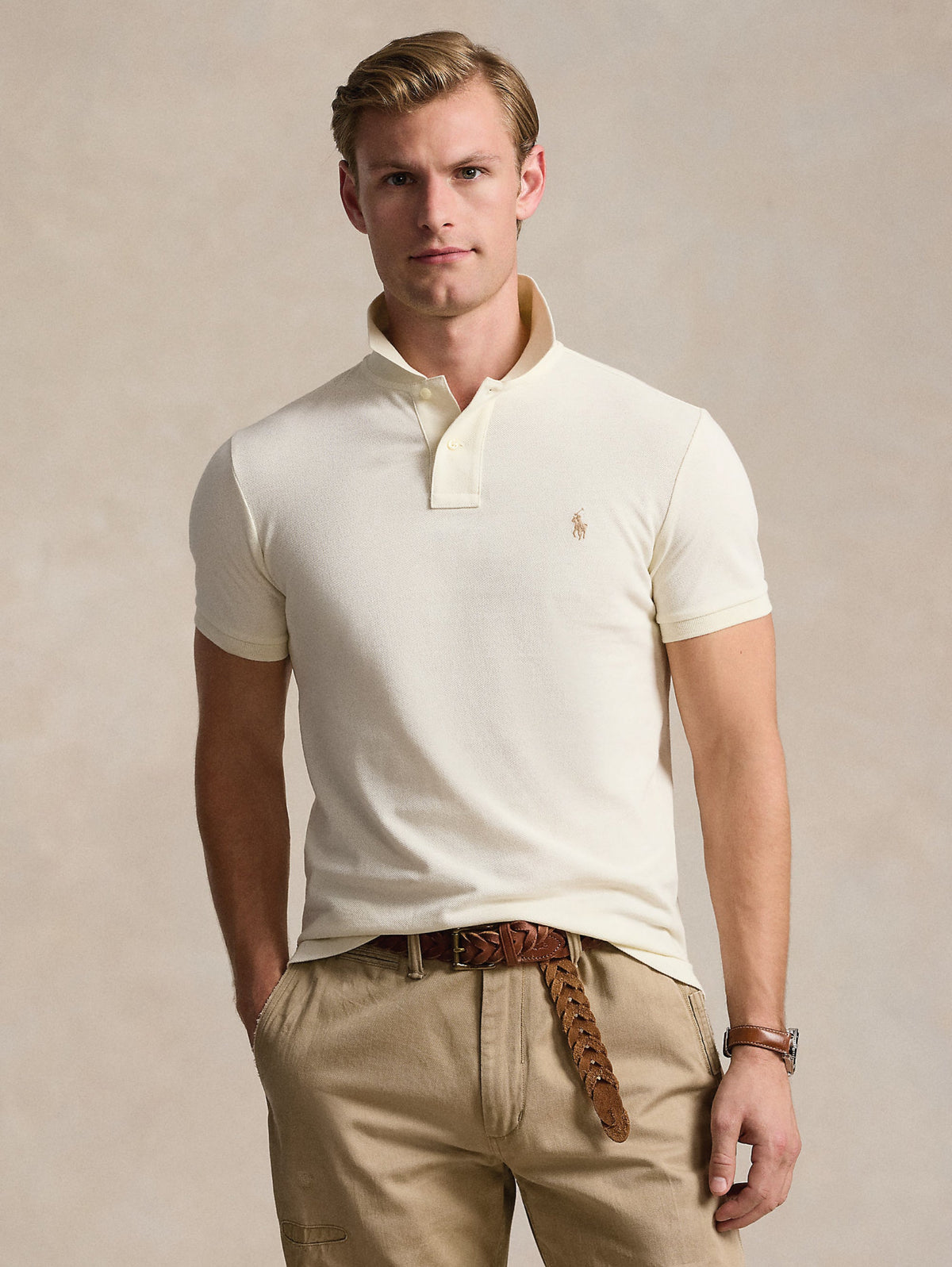 2026 New Arrival Polo Slim Fit in Cotone Crema