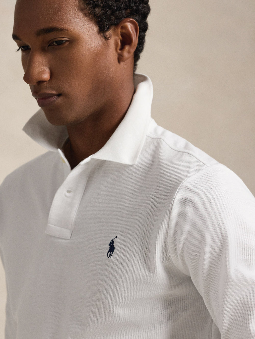 2026 New Arrival Polo Manica Lunga Custom Slim Fit Bianca