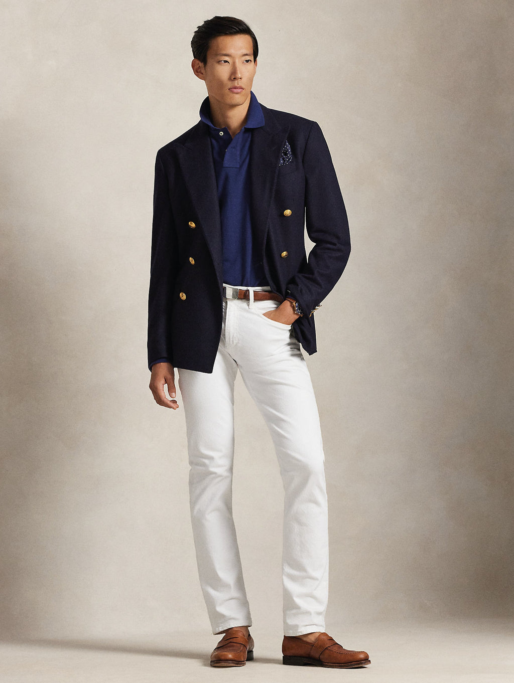 2026 New Arrival Polo Manica Lunga Custom Slim Fit Blu