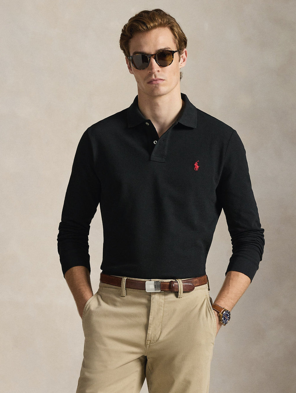 2026 New Arrival Polo Manica Lunga Custom Slim Fit Nero