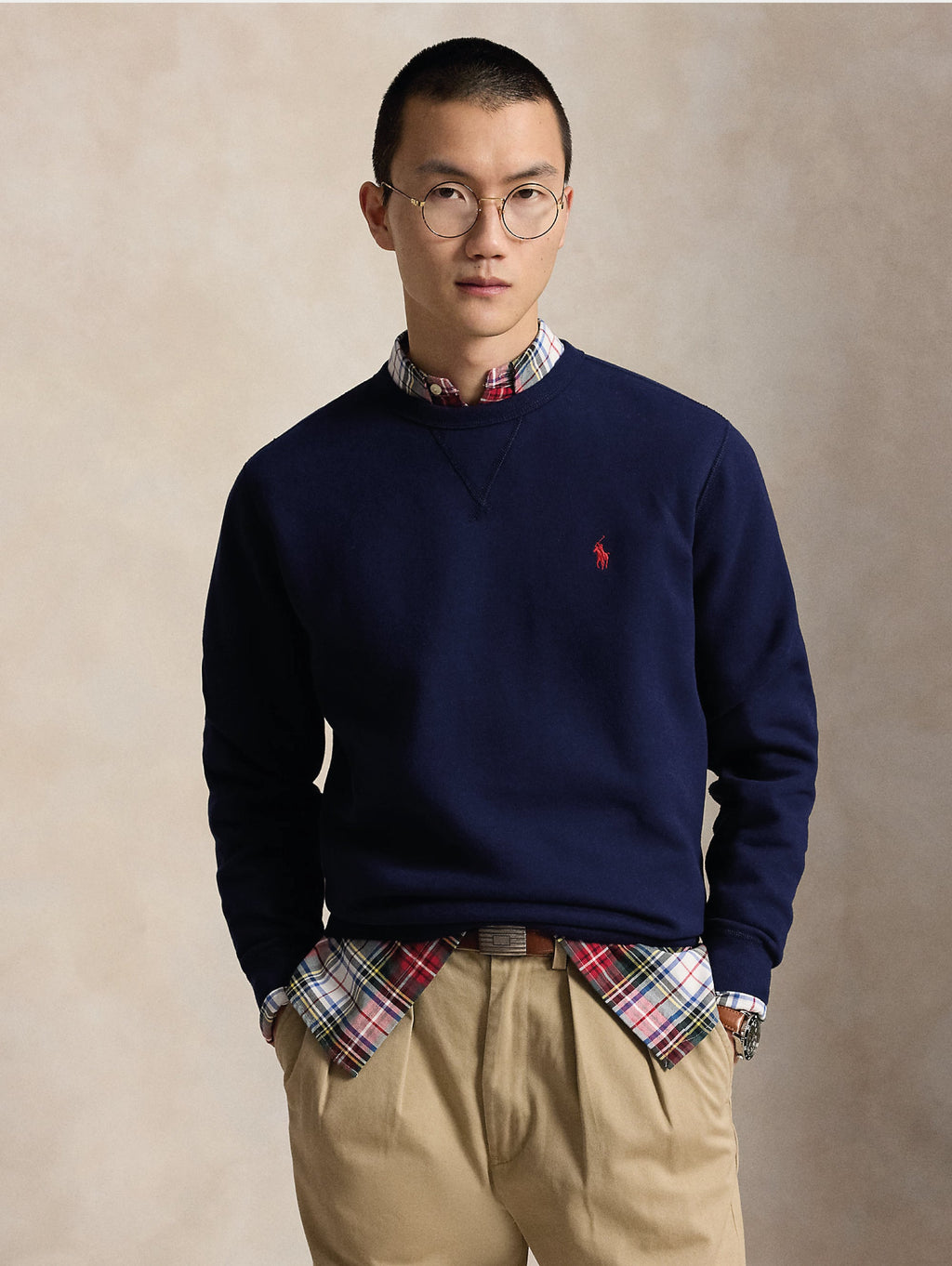 2026 New Arrival Felpa Girocollo in Misto Cotone Blu