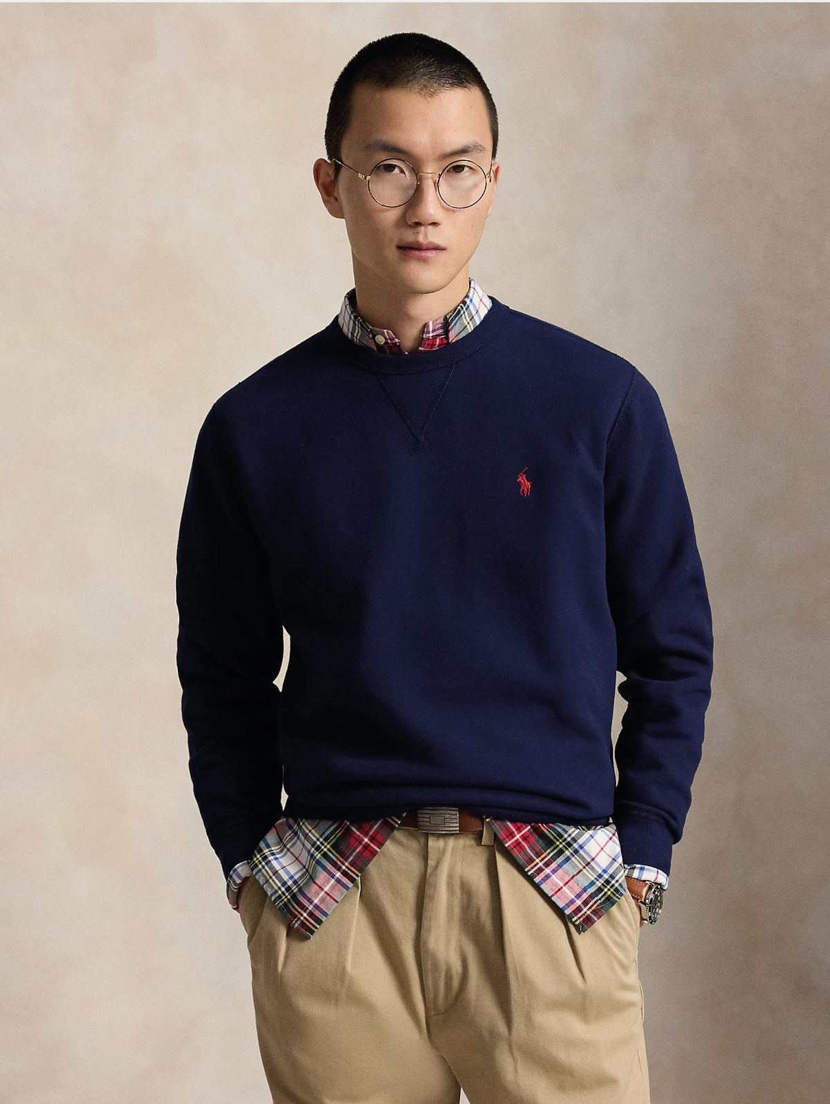 2026 New Arrival Felpa Girocollo in Misto Cotone Blu