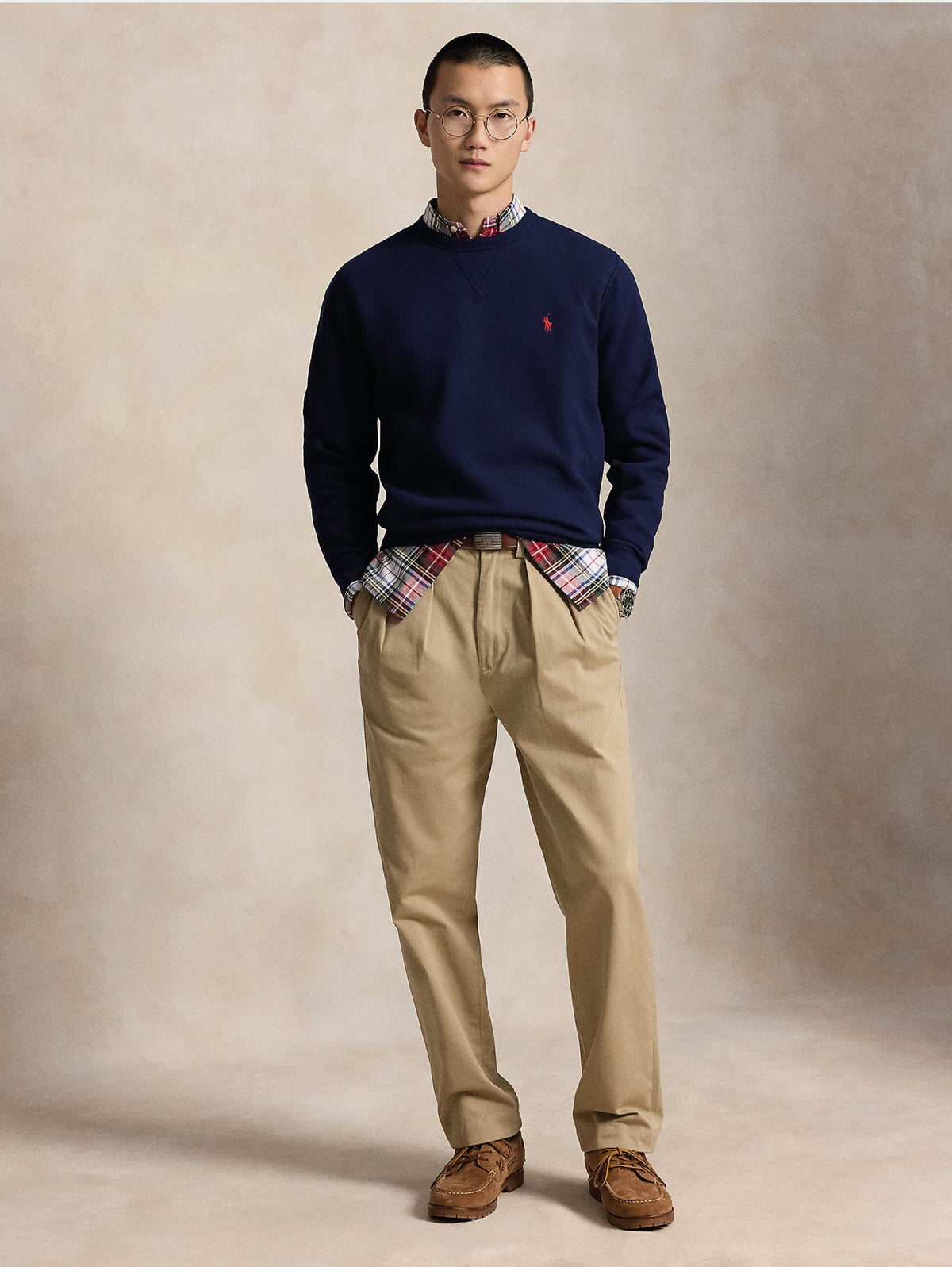 2026 New Arrival Felpa Girocollo in Misto Cotone Blu