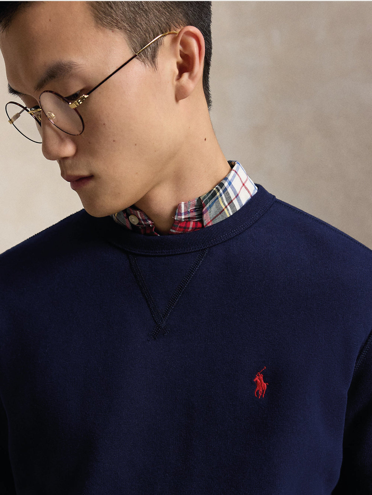 2026 New Arrival Felpa Girocollo in Misto Cotone Blu