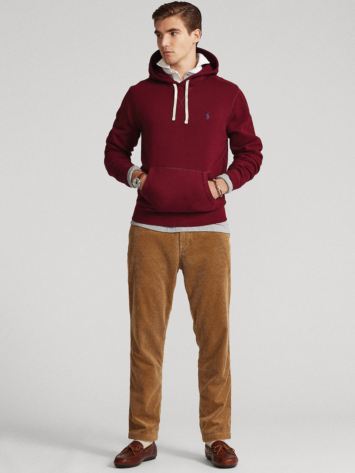 2026 New Arrival Felpa con Cappuccio in Misto Cotone Bordeaux