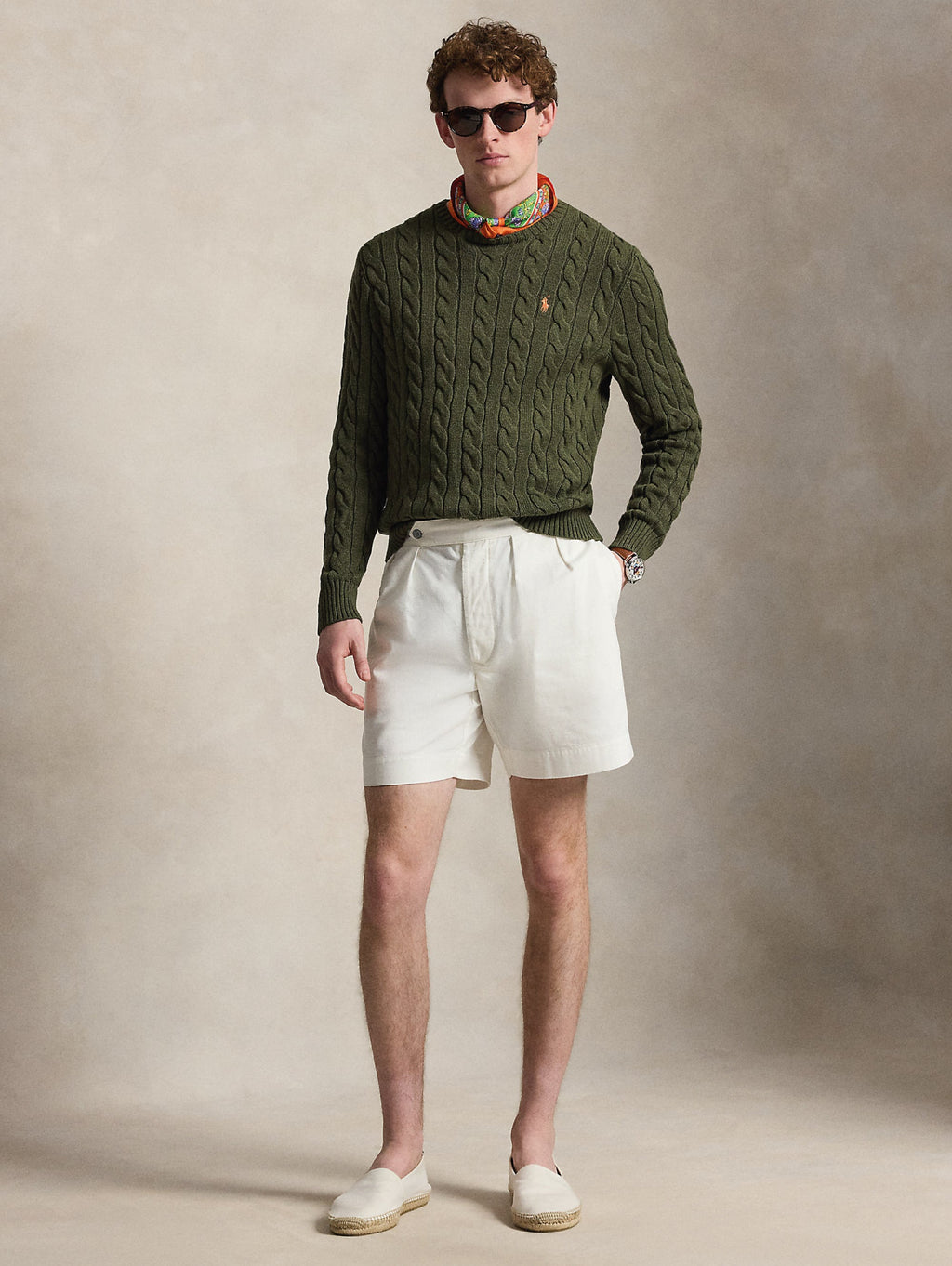 2026 New Arrival Maglia in Cotone a Trecce Verde Militare