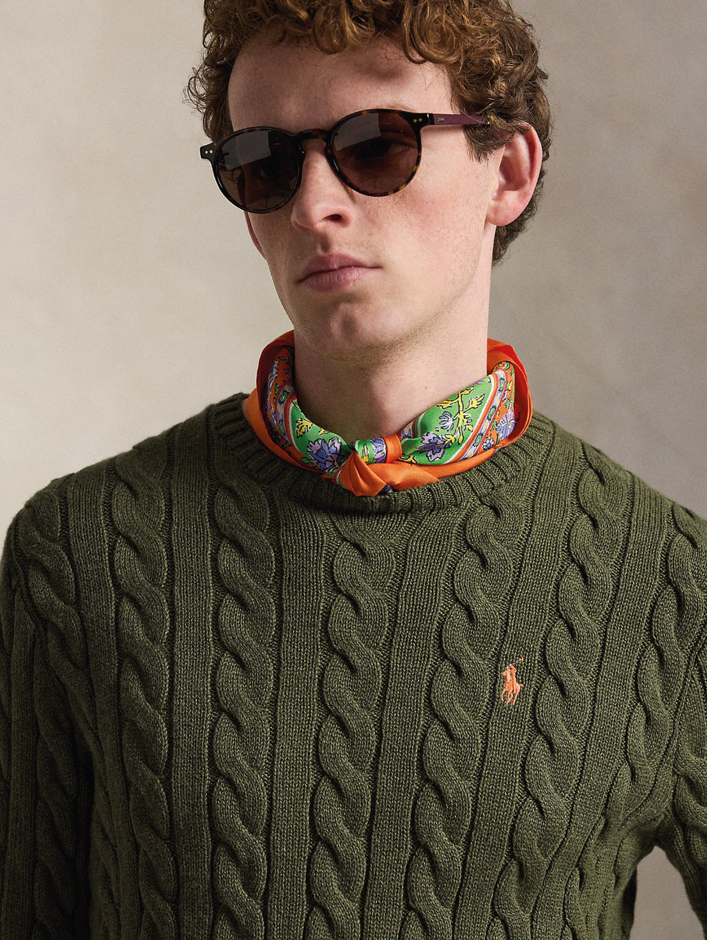 2026 New Arrival Maglia in Cotone a Trecce Verde Militare