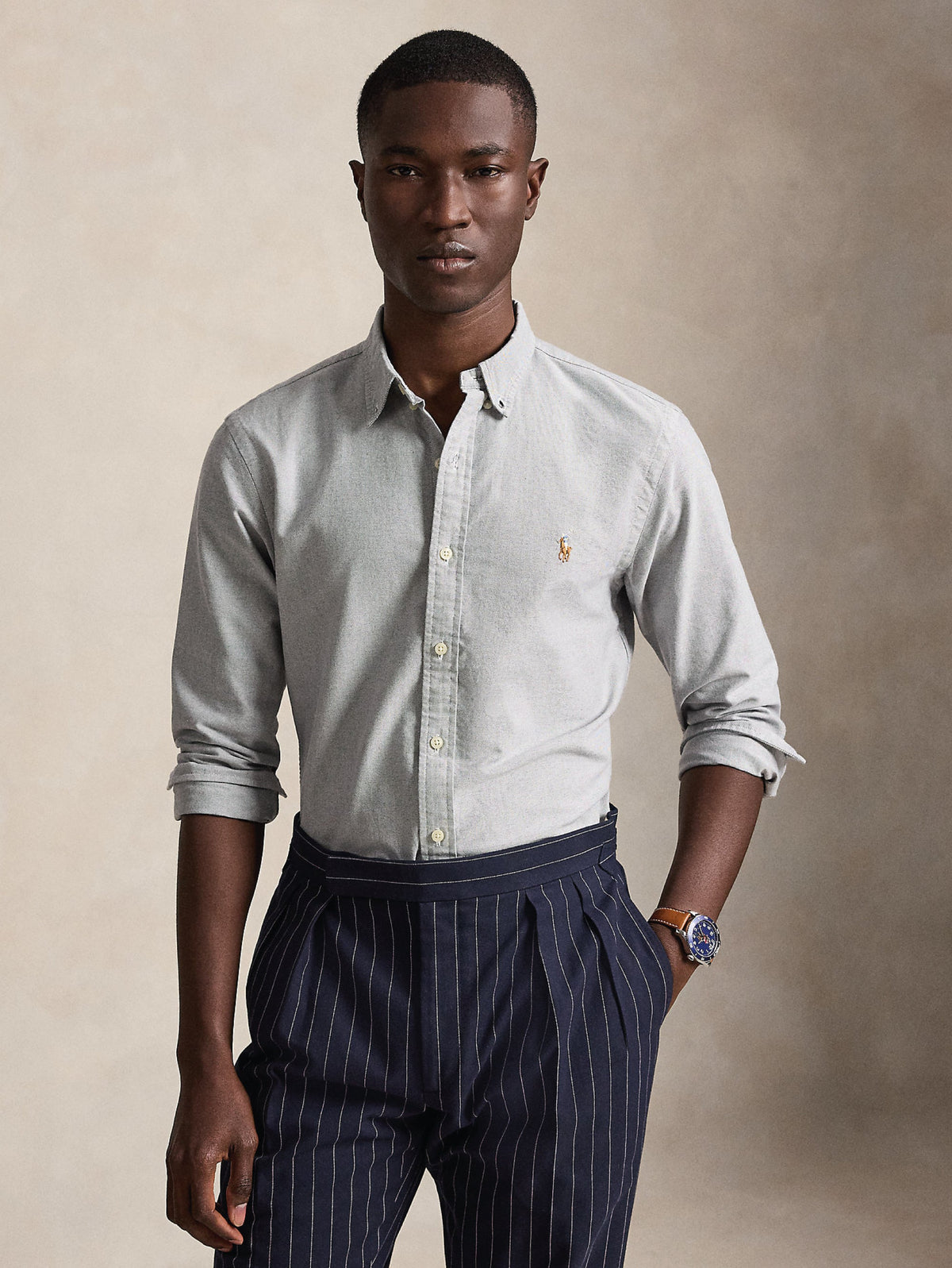 2026 New Arrival Camicia Oxford Slim Fit Grigio