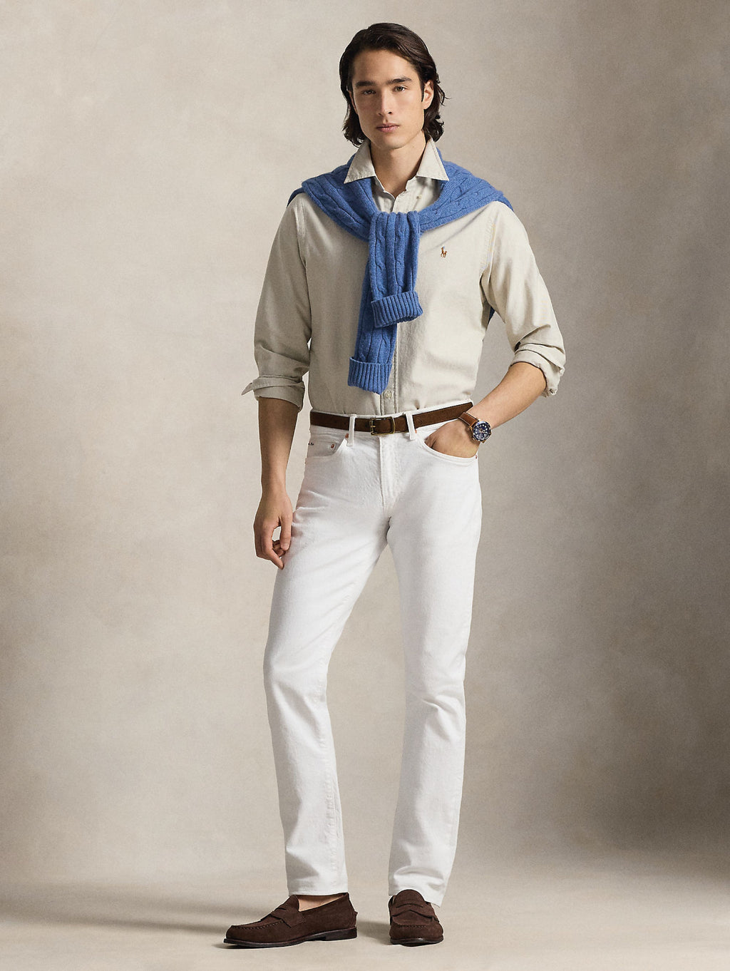 2026 New Arrival Camicia in Cotone Oxford  Slim Fit Beige