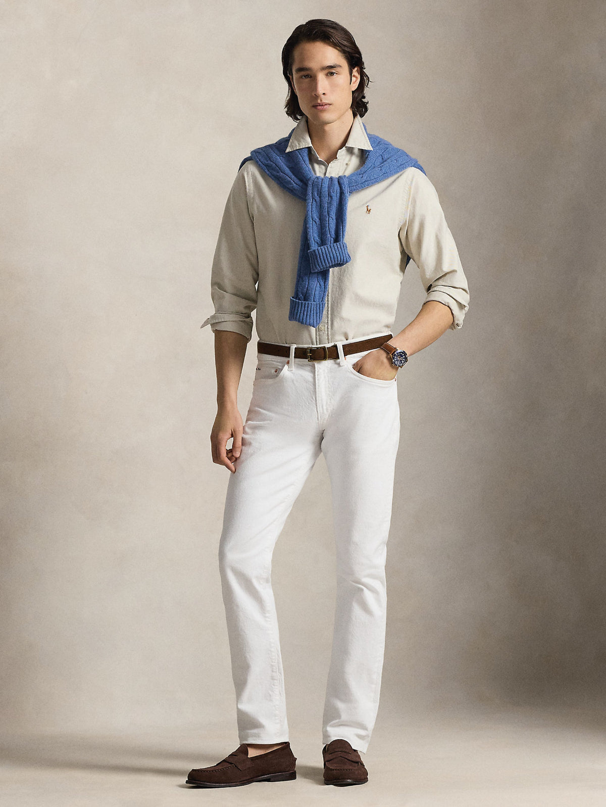 2026 New Arrival Camicia in Cotone Oxford  Slim Fit Beige