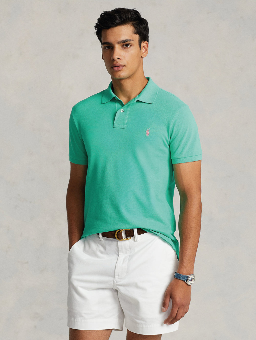 2026 New Arrival Polo in Cotone Piquè Slim Fit Verde