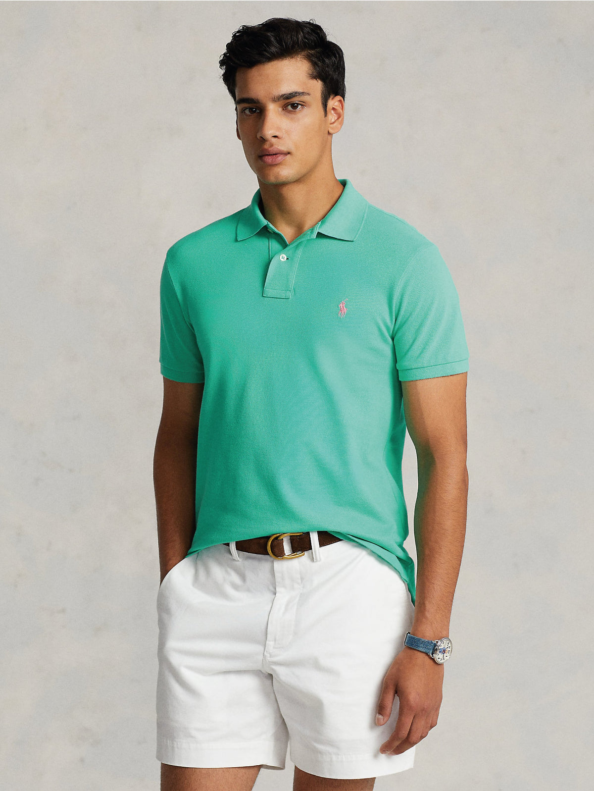 2026 New Arrival Polo in Cotone Piquè Slim Fit Verde