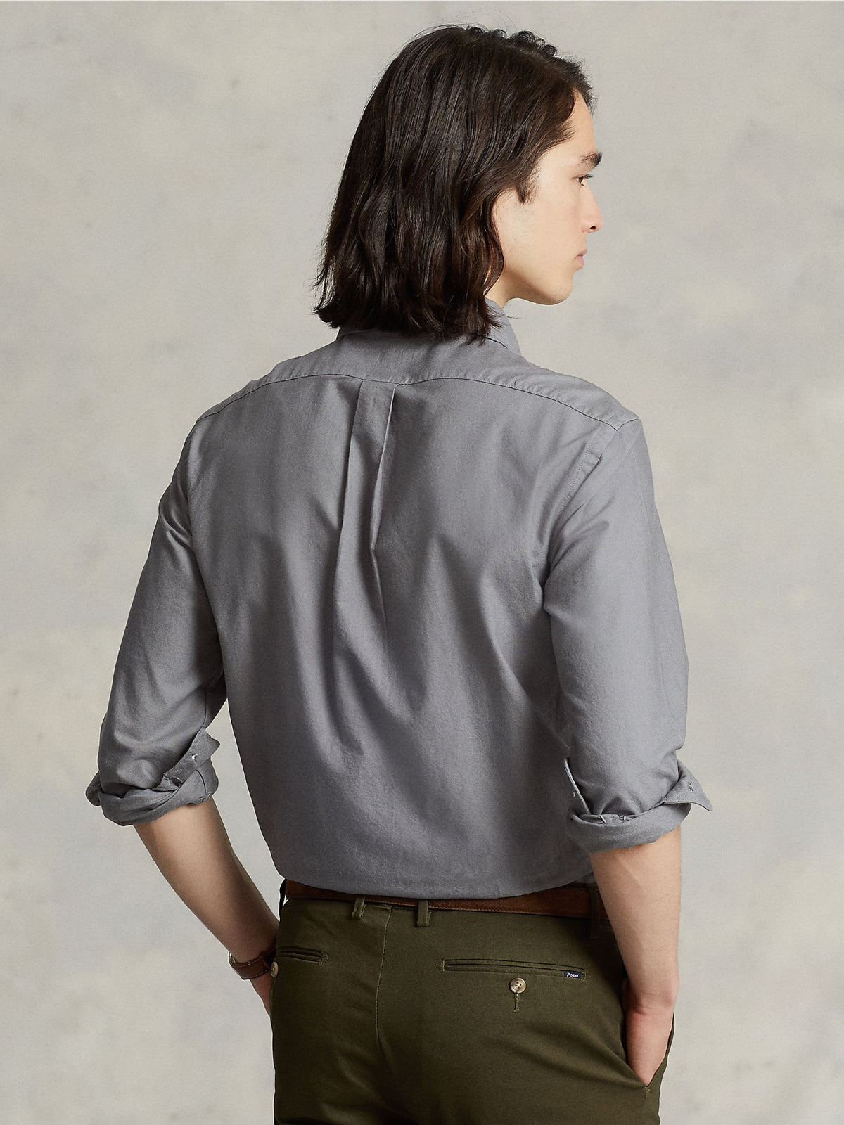 2026 New Arrival Camicia in Cotone Oxford Slim Filt Grigia