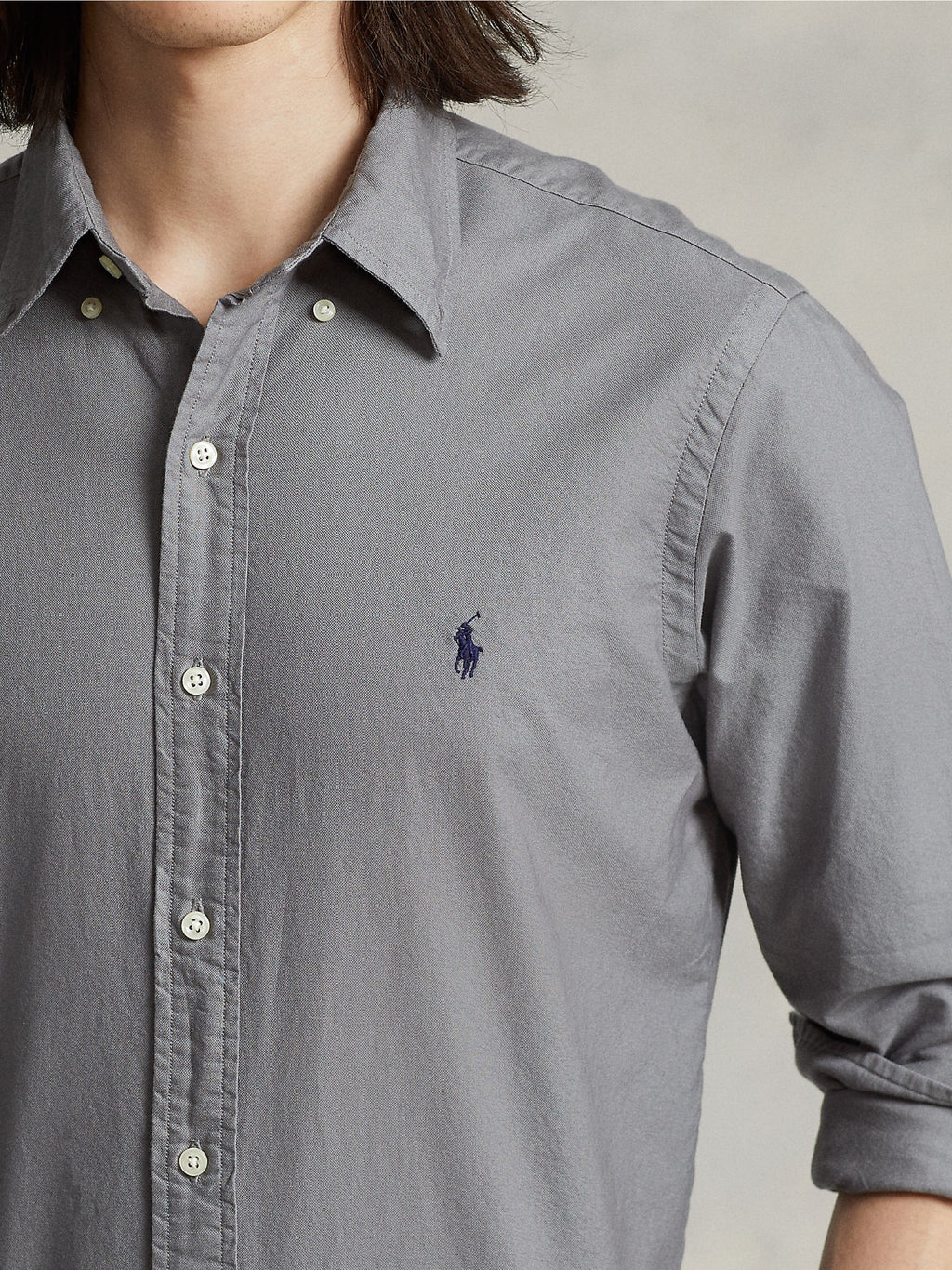 2026 New Arrival Camicia in Cotone Oxford Slim Filt Grigia