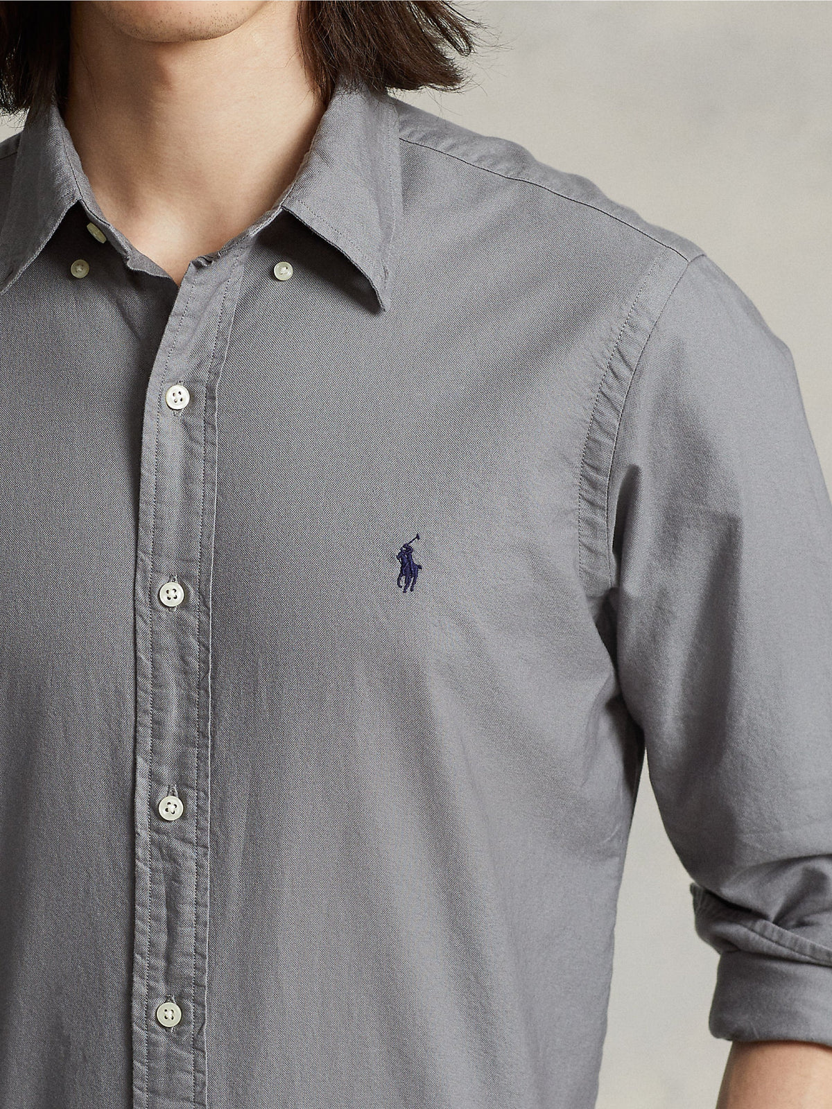 2026 New Arrival Camicia in Cotone Oxford Slim Filt Grigia