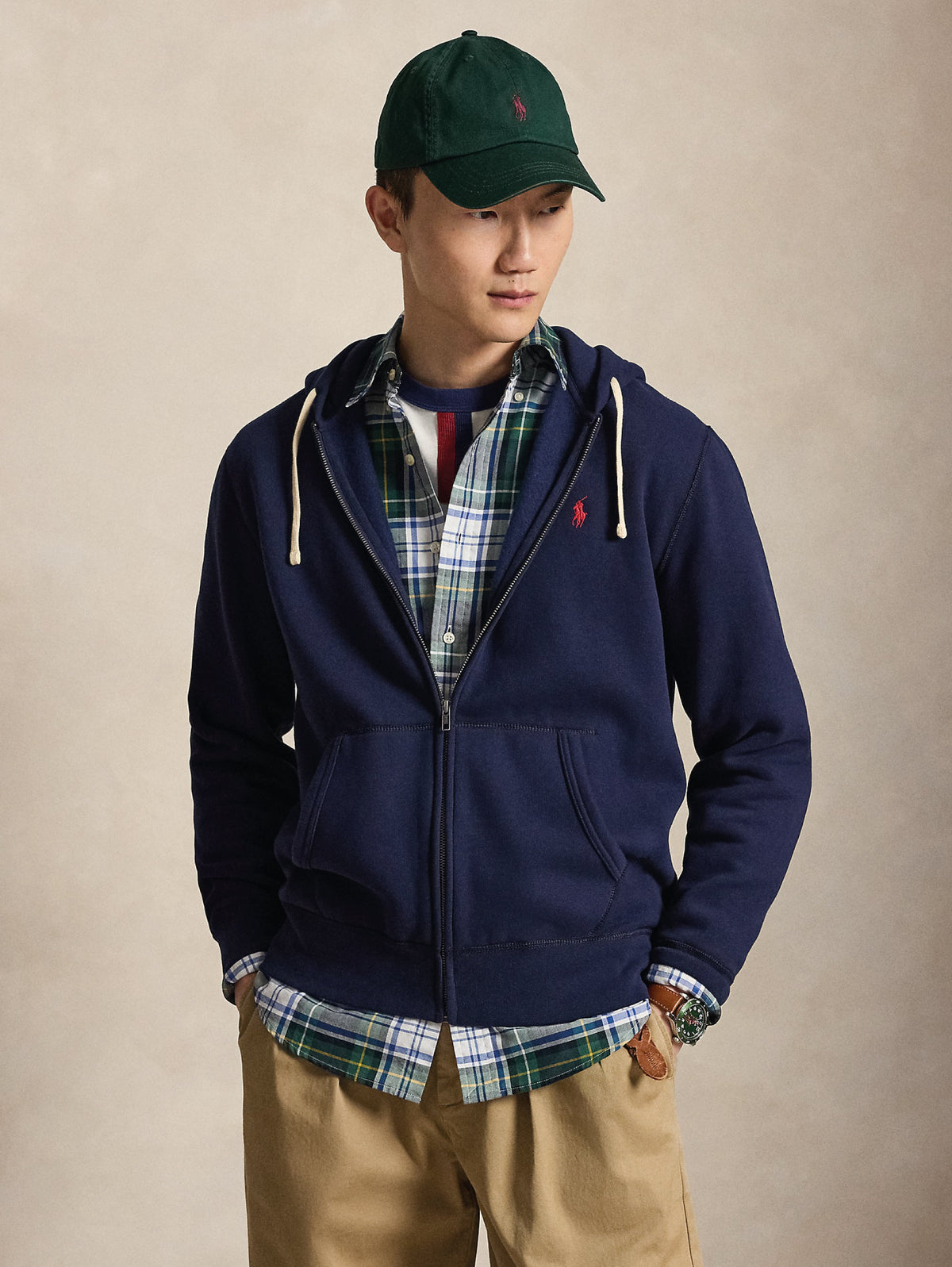2026 New Arrival Felpa Full Zip in Misto Cotone Navy