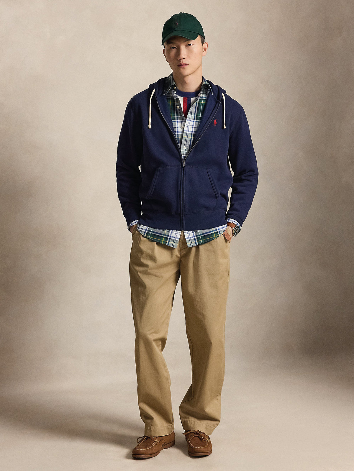 2026 New Arrival Felpa Full Zip in Misto Cotone Navy
