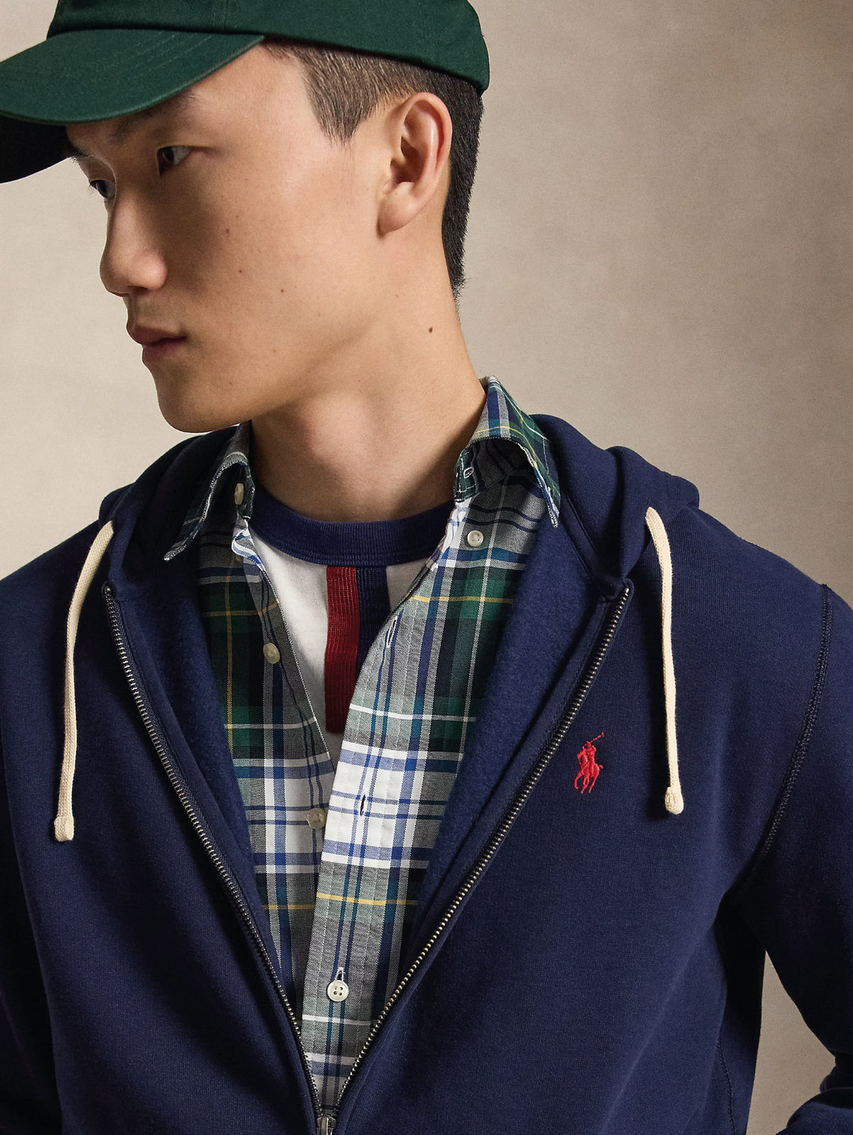 2026 New Arrival Felpa Full Zip in Misto Cotone Navy