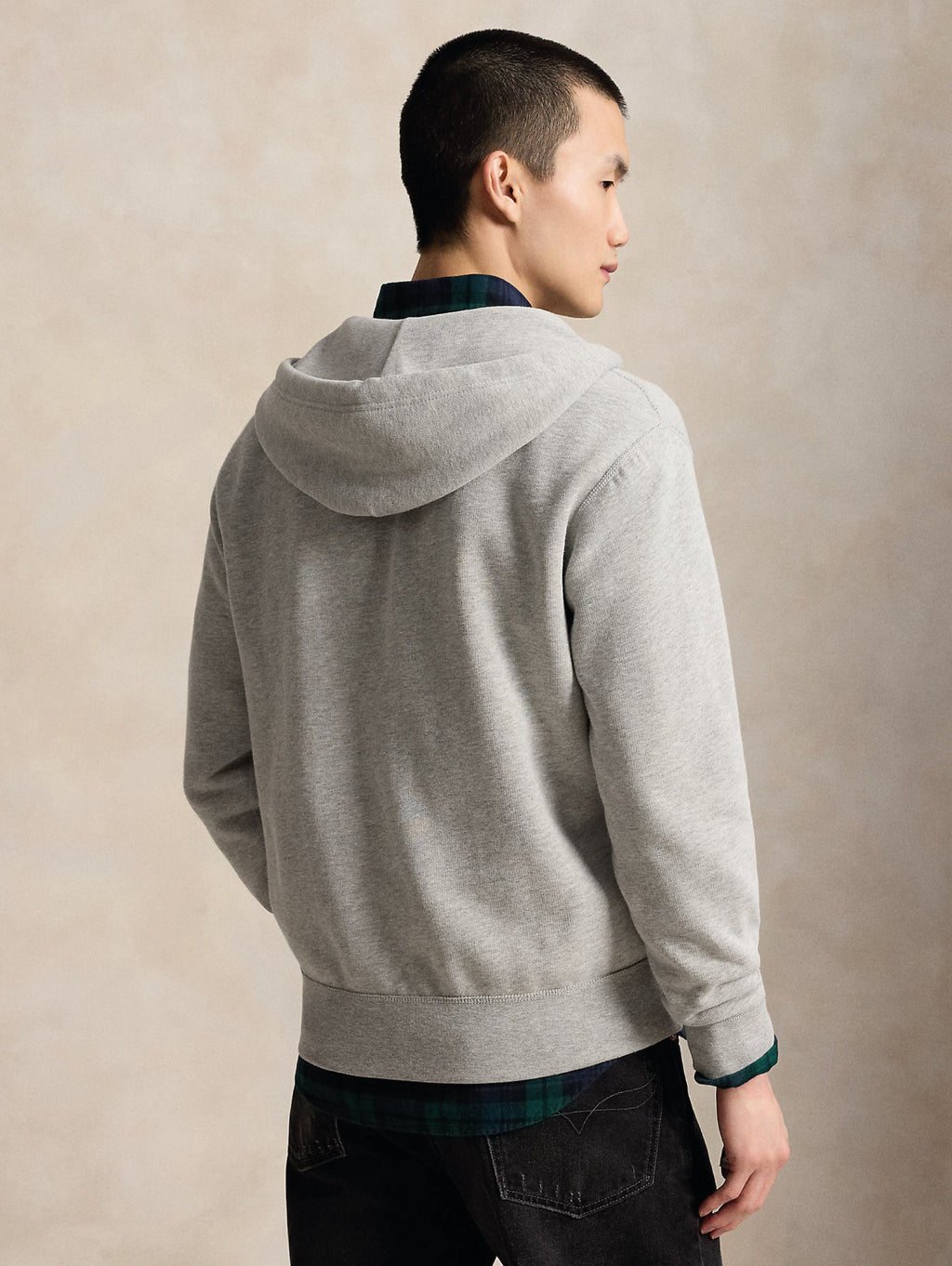 2026 New Arrival Felpa Full zip in Misto Cotone con Cappuccio Grigio