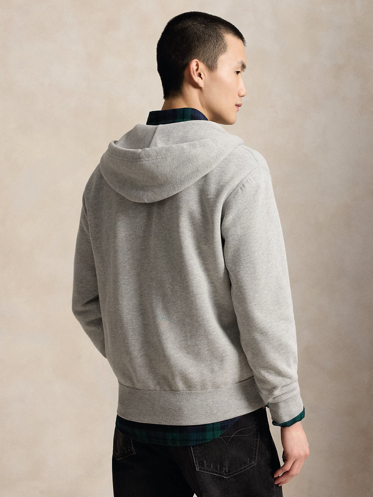 2026 New Arrival Felpa Full zip in Misto Cotone con Cappuccio Grigio