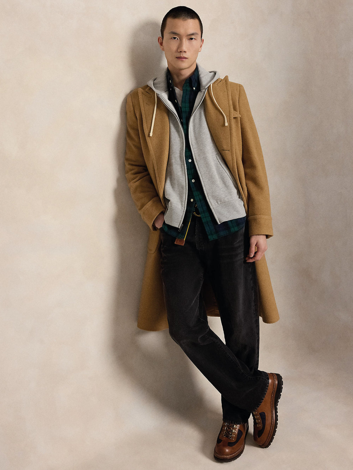 2026 New Arrival Felpa Full zip in Misto Cotone con Cappuccio Grigio