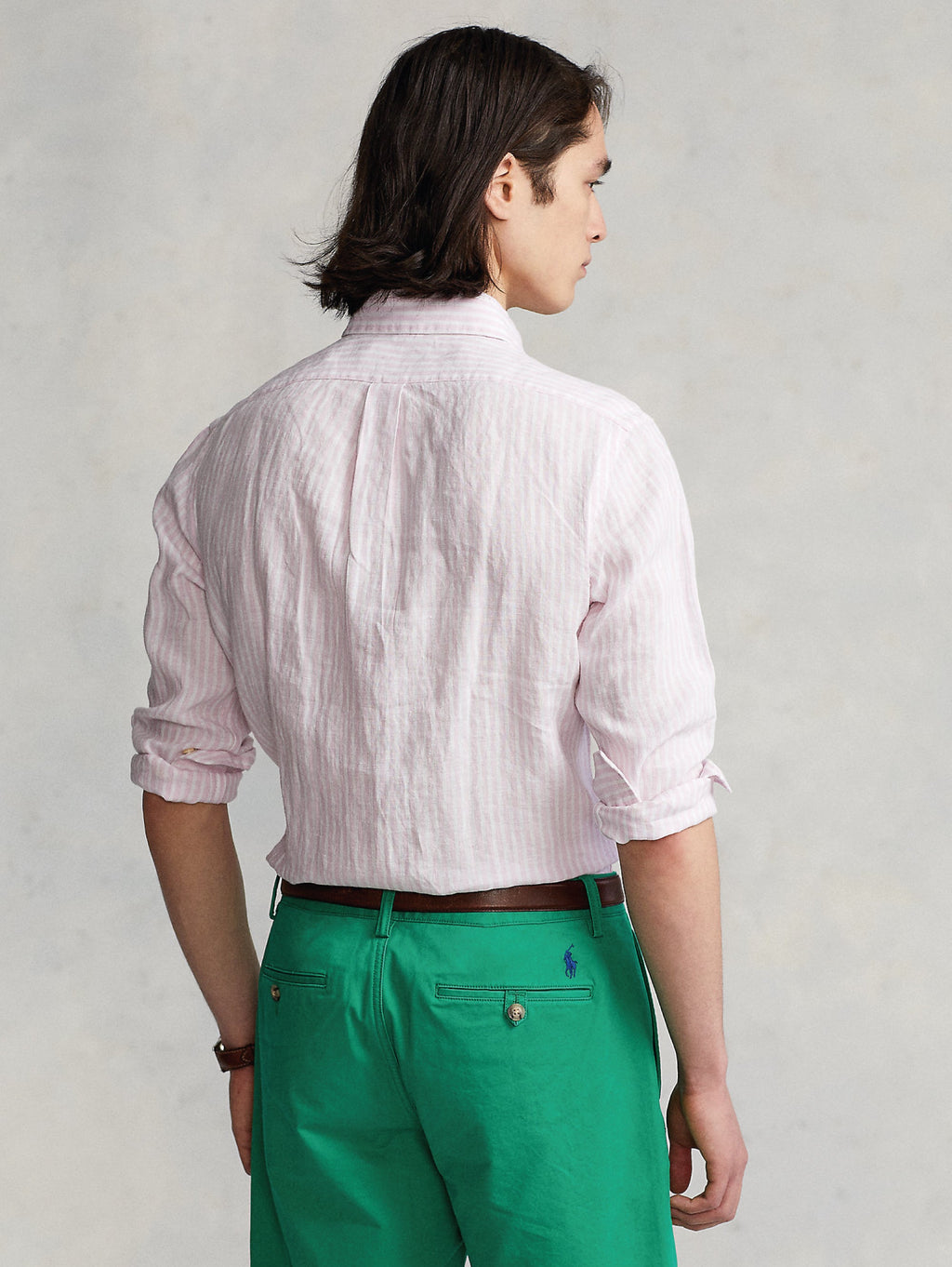 2026 New Arrival Camicia in Lino a Righe Rosa/Bianco
